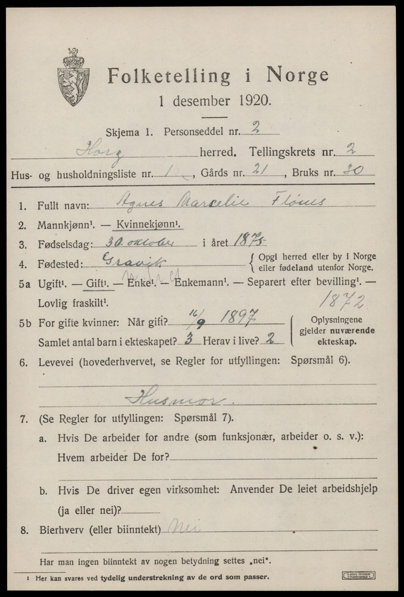 SAT, 1920 census for Horg, 1920, p. 1648