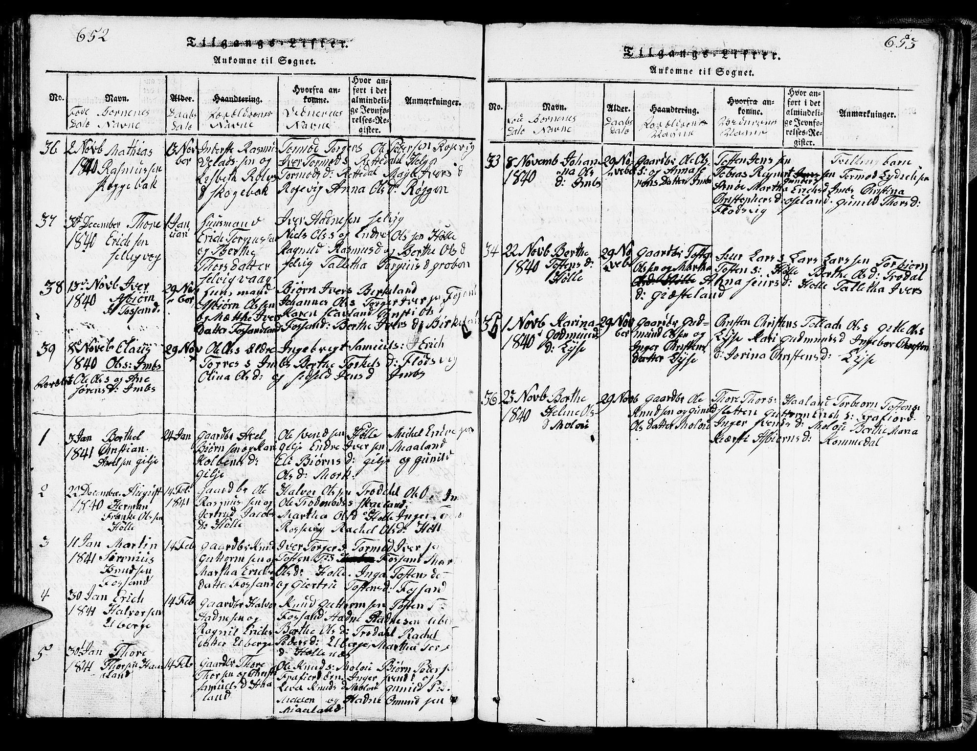 Strand sokneprestkontor, SAST/A-101828/H/Ha/Hab/L0002: Parish register (copy) no. B 2, 1816-1854, p. 652-653