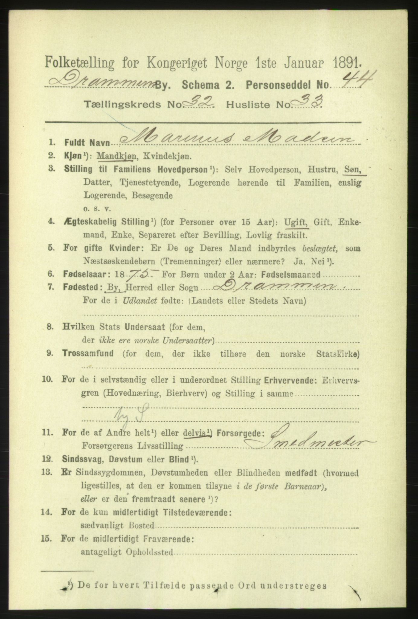 RA, 1891 census for 0602 Drammen, 1891, p. 19727