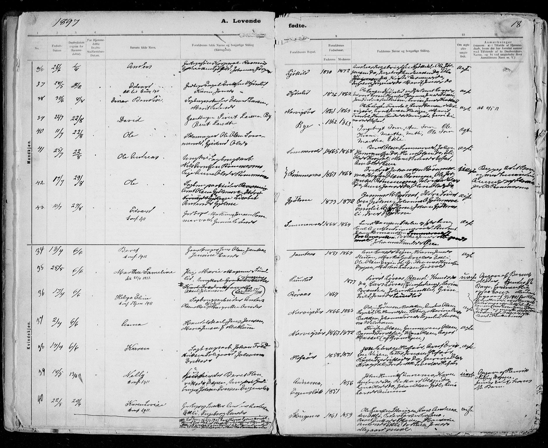 Ministerialprotokoller, klokkerbøker og fødselsregistre - Sør-Trøndelag, AV/SAT-A-1456/668/L0811: Parish register (official) no. 668A11, 1894-1913, p. 18