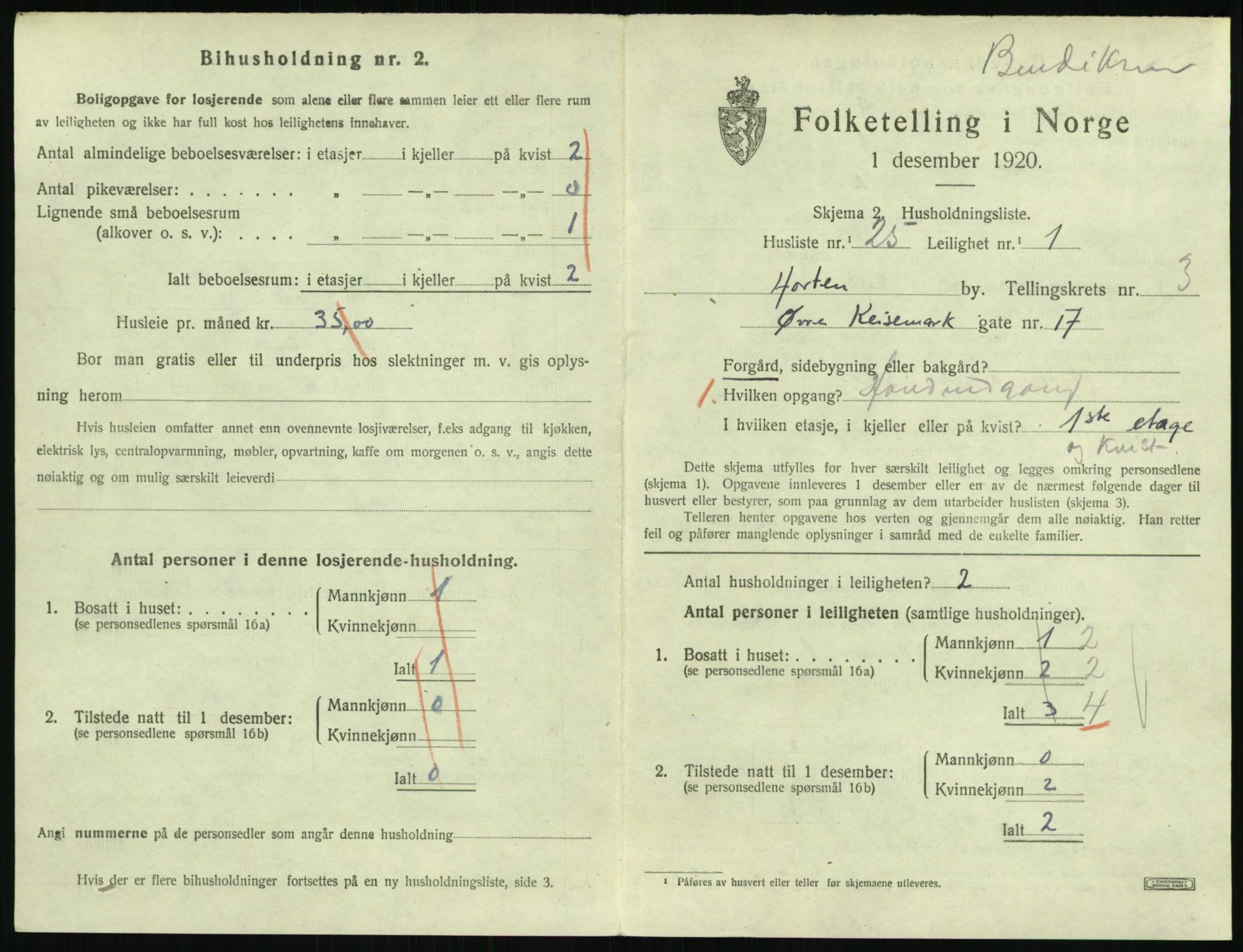 SAKO, 1920 census for Horten, 1920, p. 4209