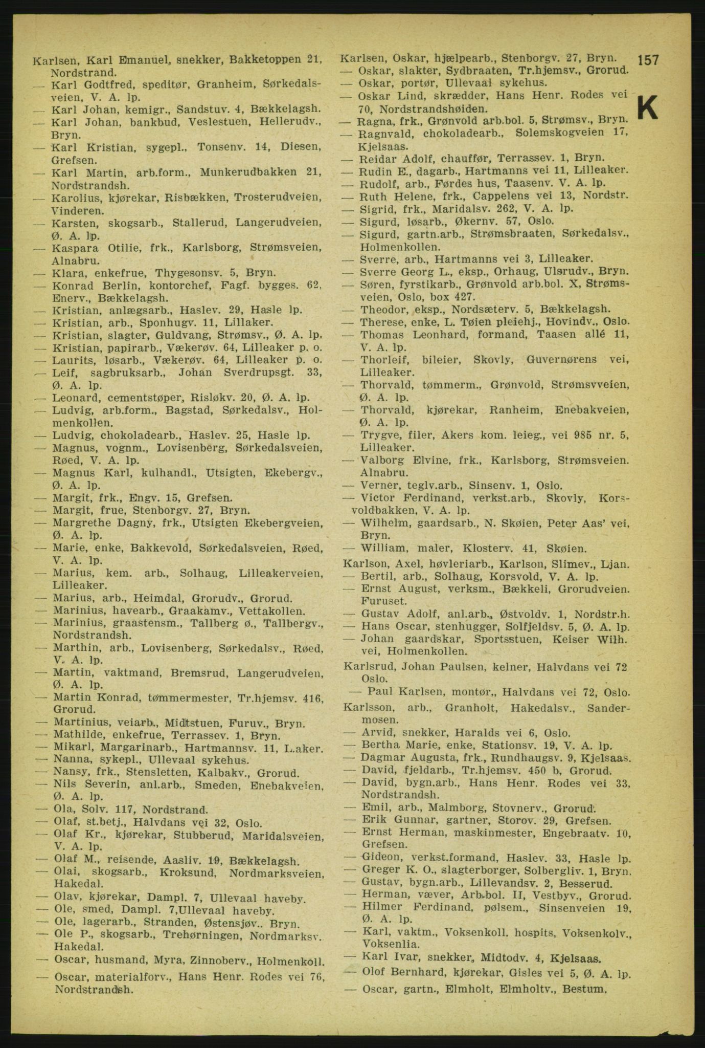 Aker adressebok/adressekalender, PUBL/001/A/004: Aker adressebok, 1929, p. 157