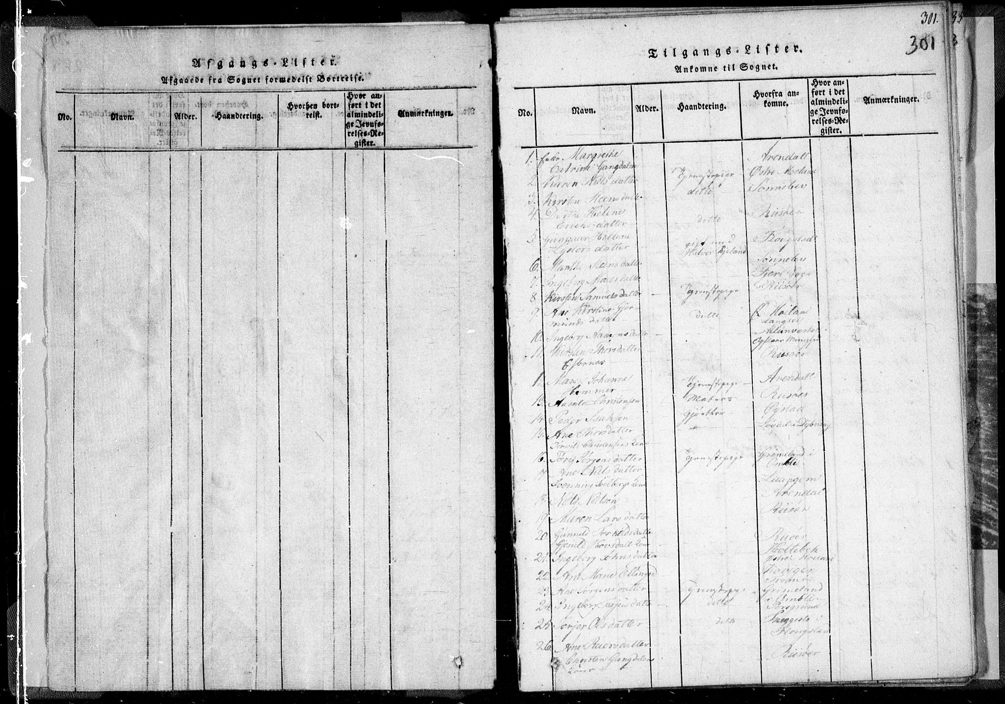 Holt sokneprestkontor, SAK/1111-0021/F/Fa/L0005: Parish register (official) no. A 5, 1813-1821, p. 301