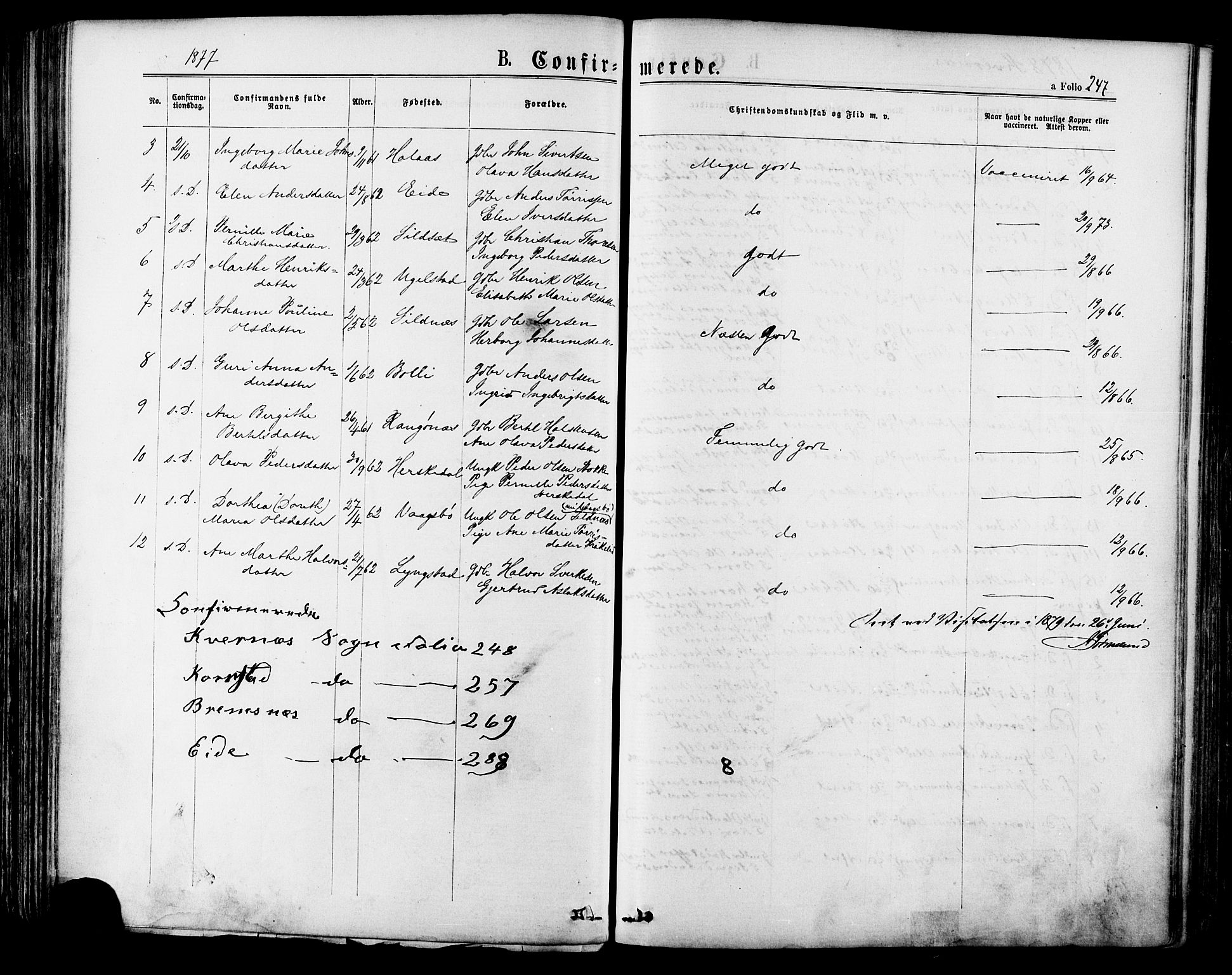 Ministerialprotokoller, klokkerbøker og fødselsregistre - Møre og Romsdal, SAT/A-1454/568/L0805: Parish register (official) no. 568A12 /1, 1869-1884, p. 247