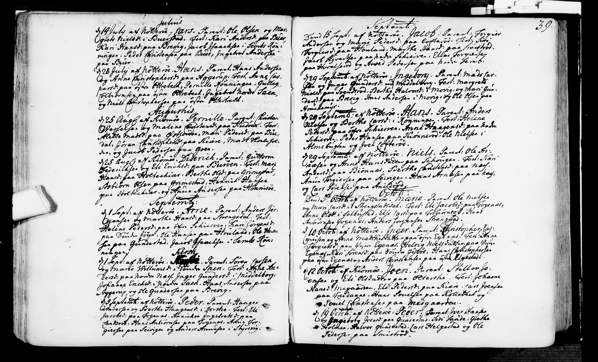 Nøtterøy kirkebøker, SAKO/A-354/F/Fa/L0002: Parish register (official) no. I 2, 1738-1790, p. 39