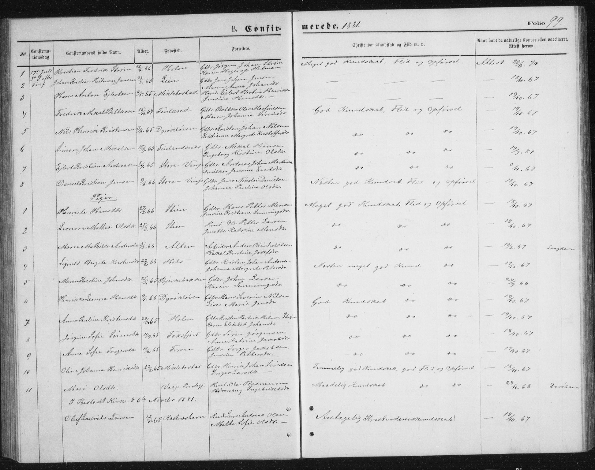 Tranøy sokneprestkontor, SATØ/S-1313/I/Ia/Iab/L0013klokker: Parish register (copy) no. 13, 1874-1896, p. 99