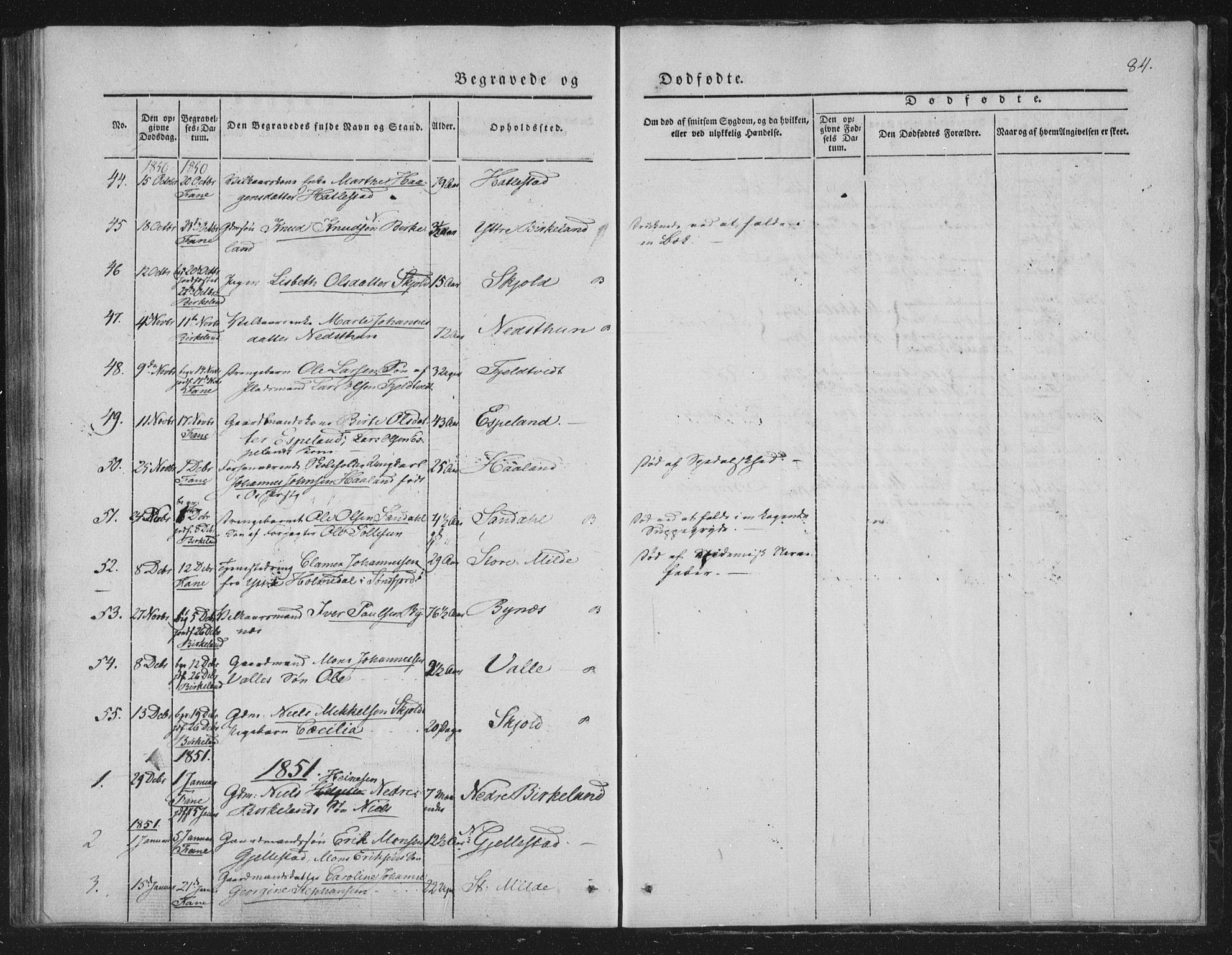 Fana Sokneprestembete, SAB/A-75101/H/Haa/Haaa/L0010: Parish register (official) no. A 10, 1841-1851, p. 84