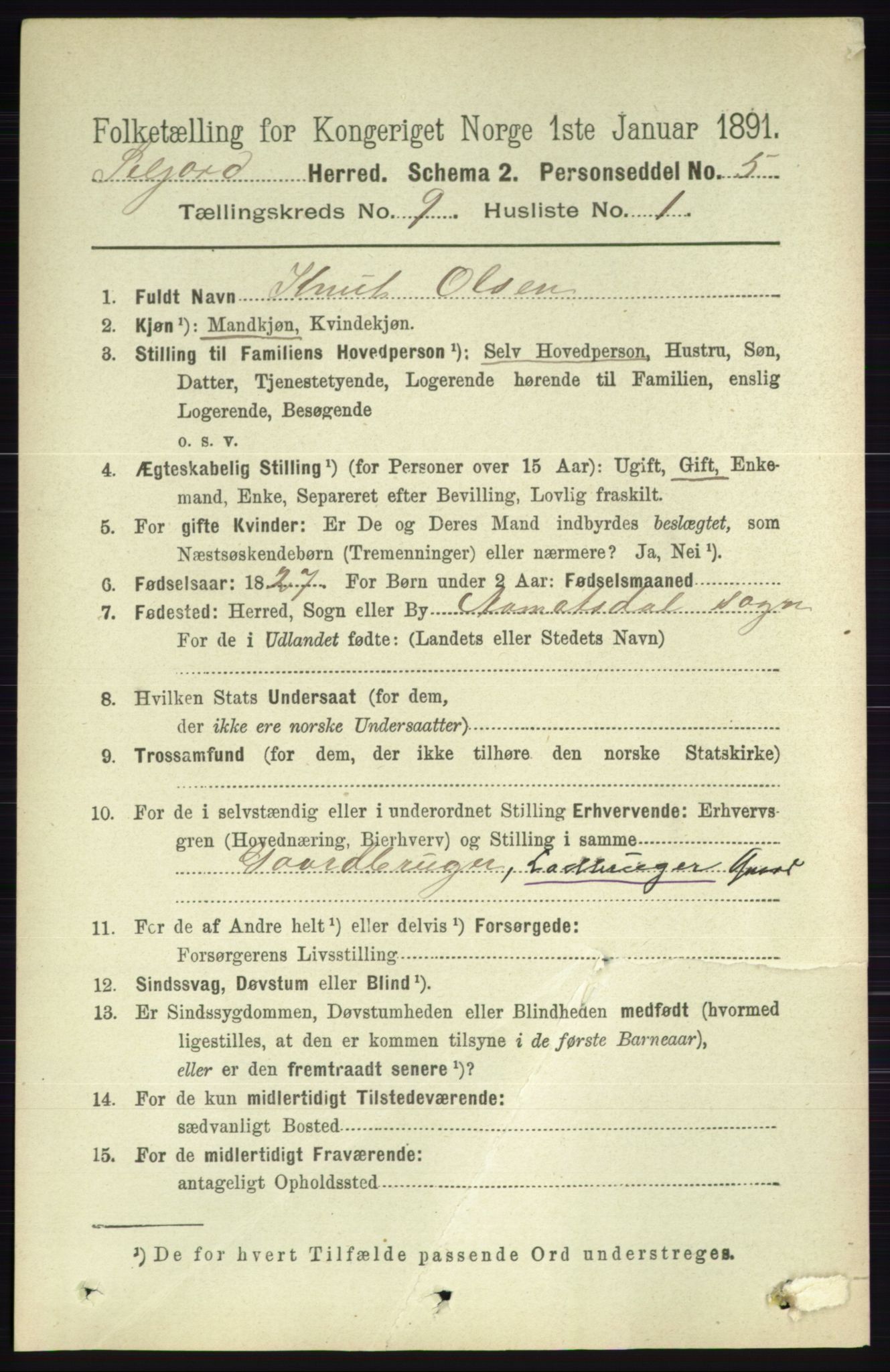 RA, 1891 census for 0828 Seljord, 1891, p. 3175