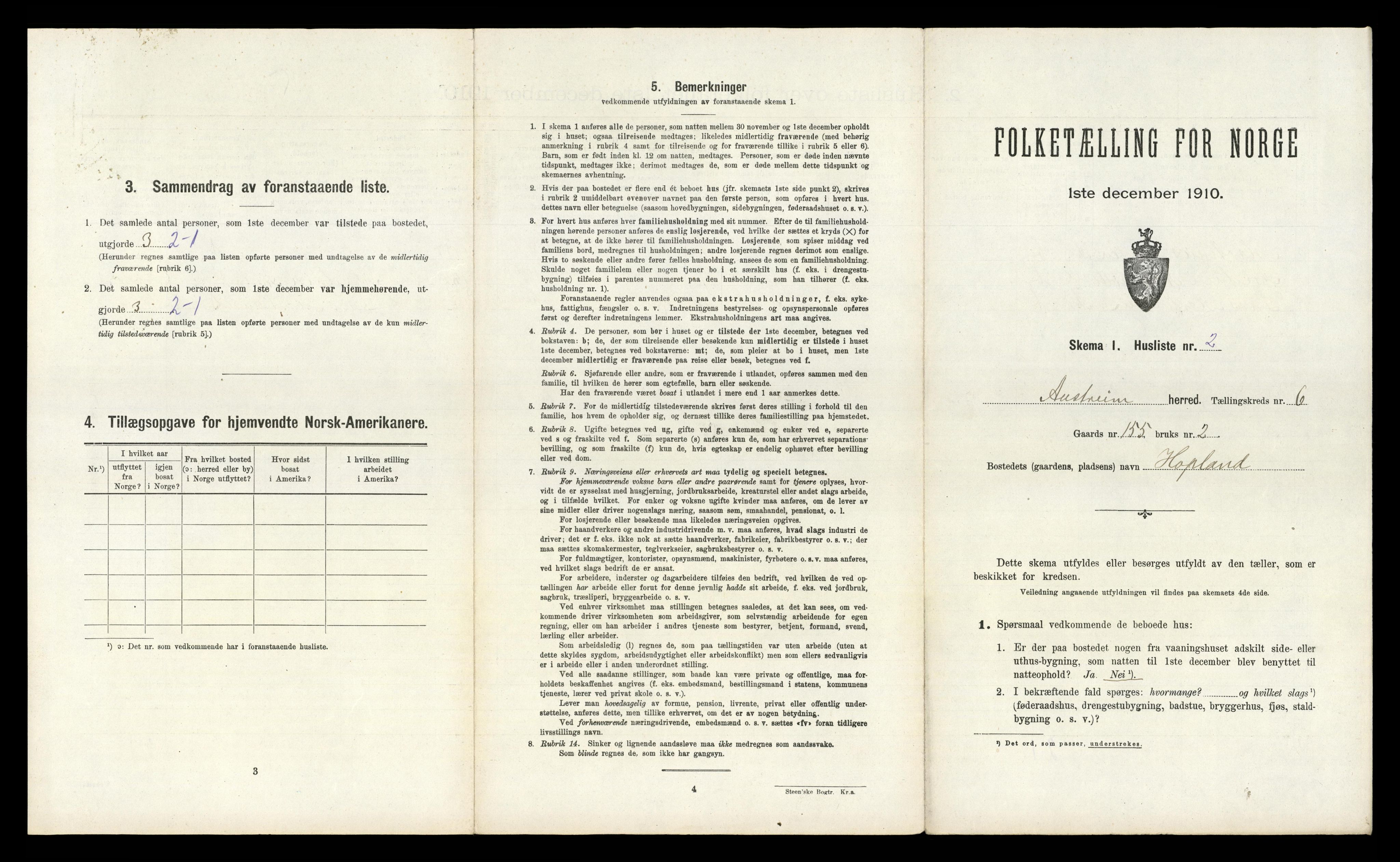 RA, 1910 census for Austrheim, 1910, p. 338