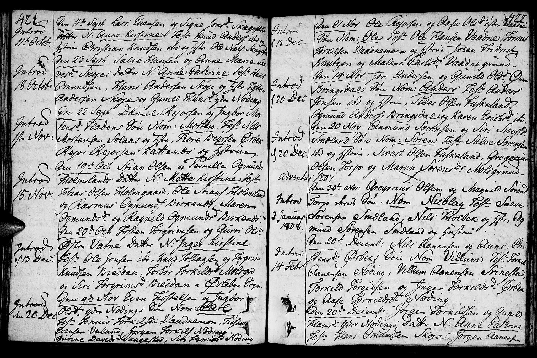 Holum sokneprestkontor, AV/SAK-1111-0022/F/Fa/Faa/L0003: Parish register (official) no. A 3, 1780-1821, p. 421-422