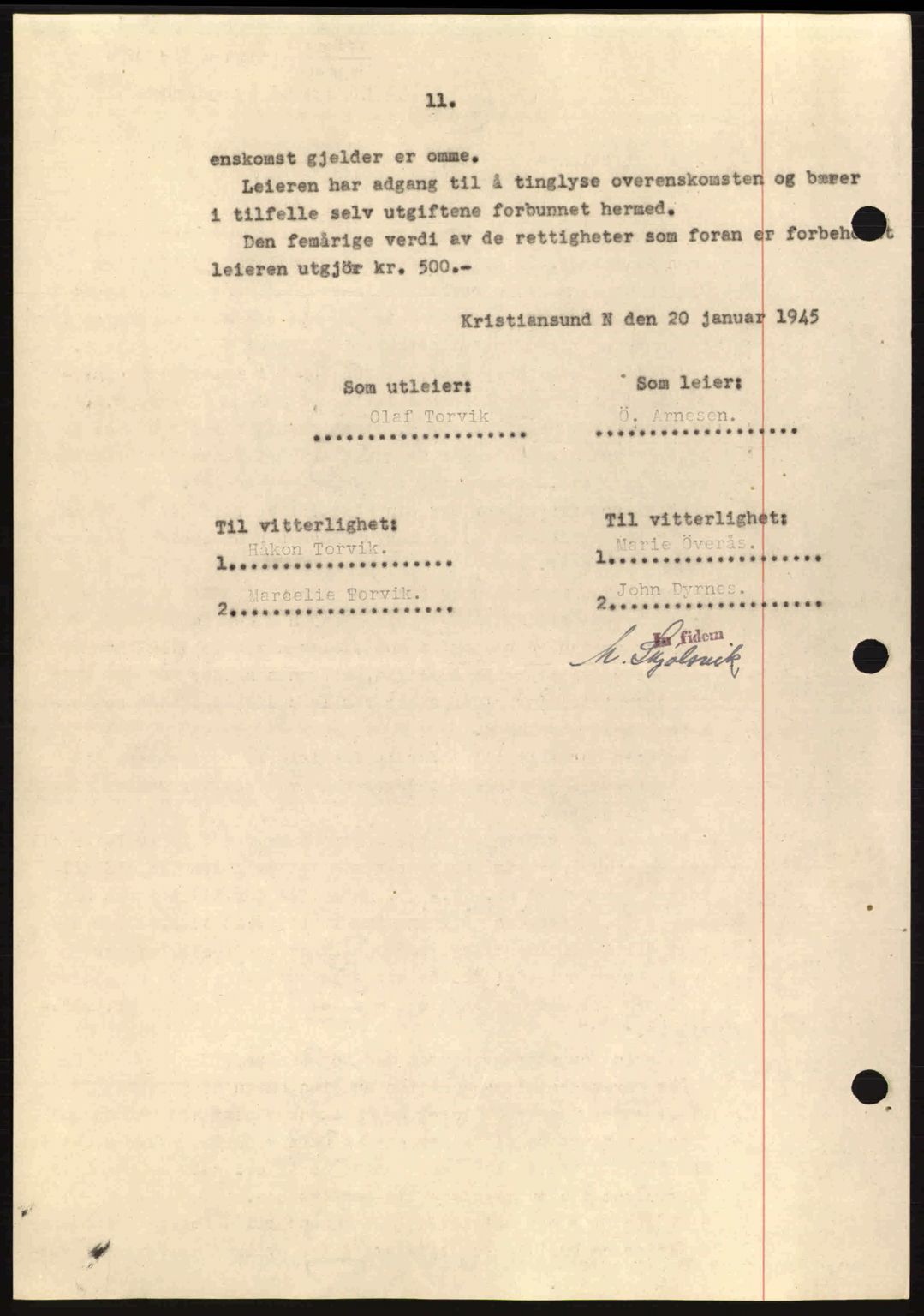 Kristiansund byfogd, SAT/A-4587/A/27: Mortgage book no. 37-38, 1943-1945, Diary no: : 224/1945