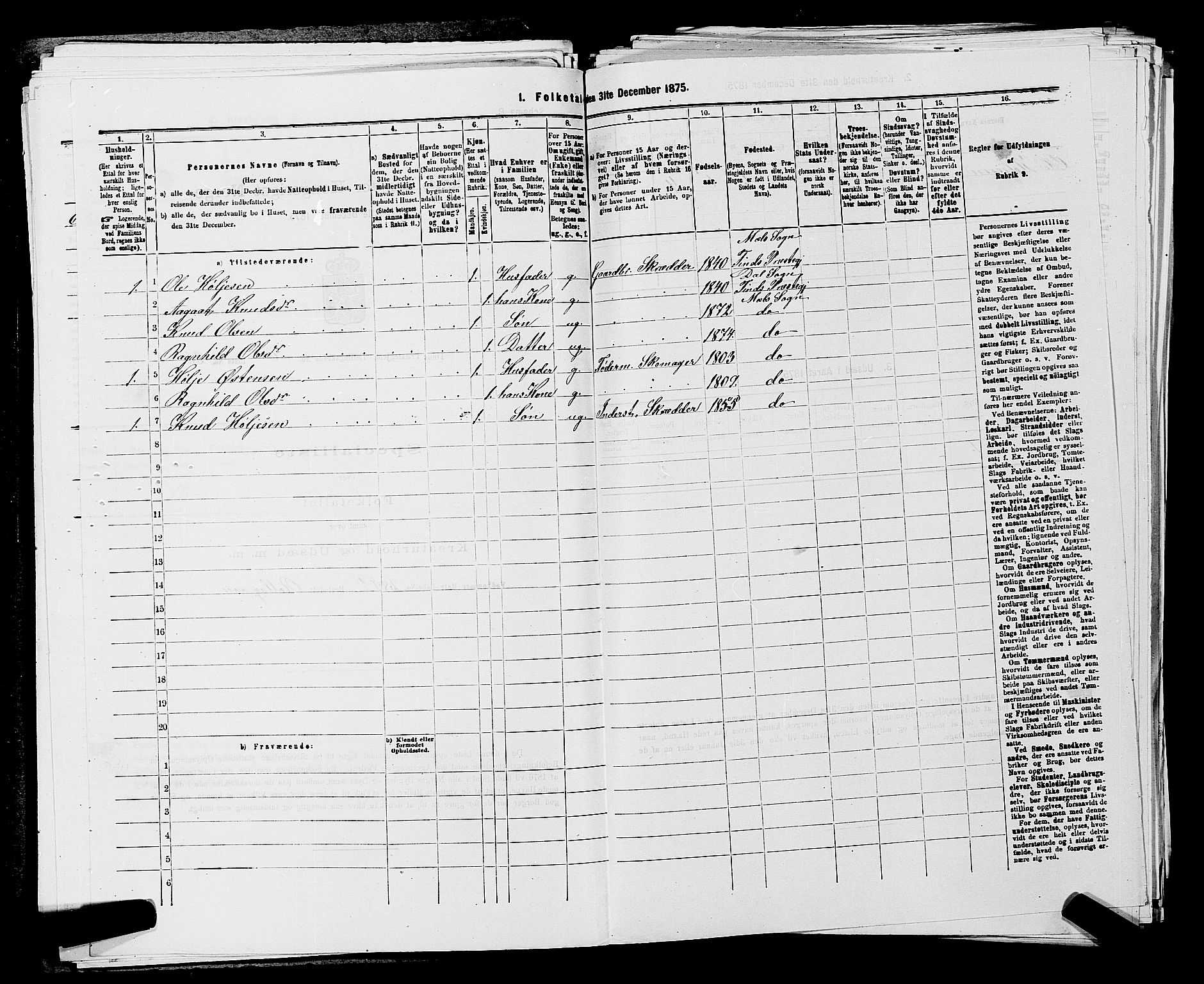 SAKO, 1875 census for 0826P Tinn, 1875, p. 797