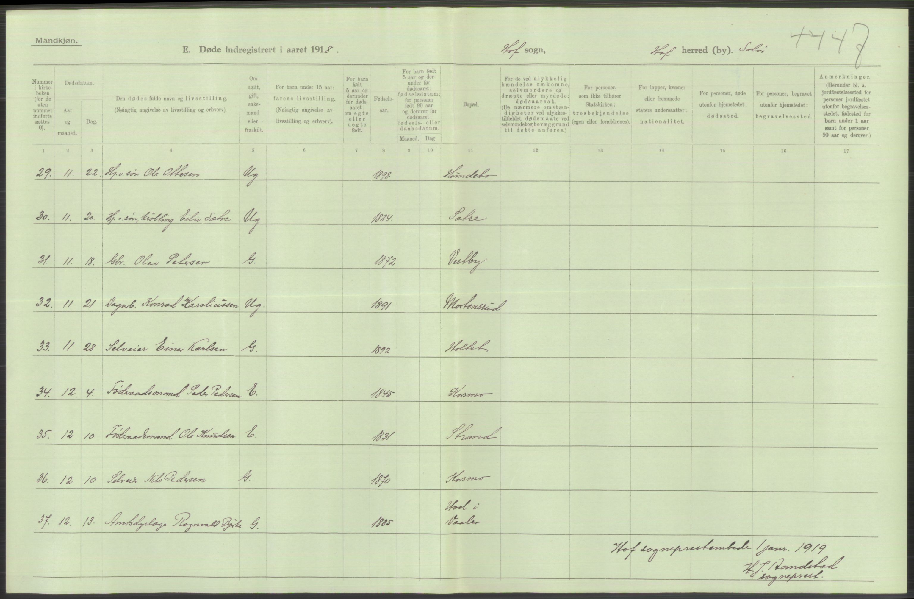 Statistisk sentralbyrå, Sosiodemografiske emner, Befolkning, RA/S-2228/D/Df/Dfb/Dfbh/L0014: Hedemarkens fylke: Døde. Bygder og byer., 1918, p. 516