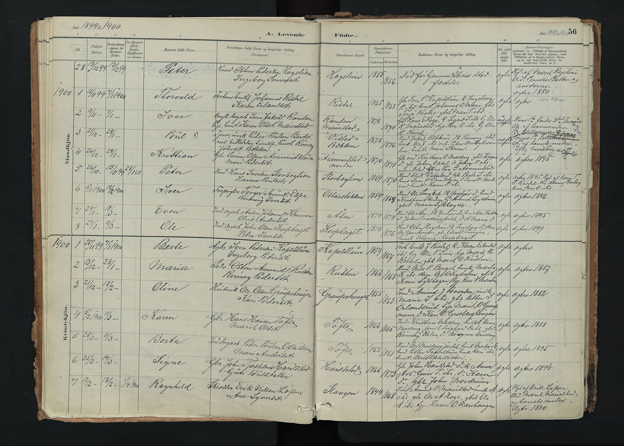 Nord-Fron prestekontor, SAH/PREST-080/H/Ha/Haa/L0005: Parish register (official) no. 5, 1884-1914, p. 56