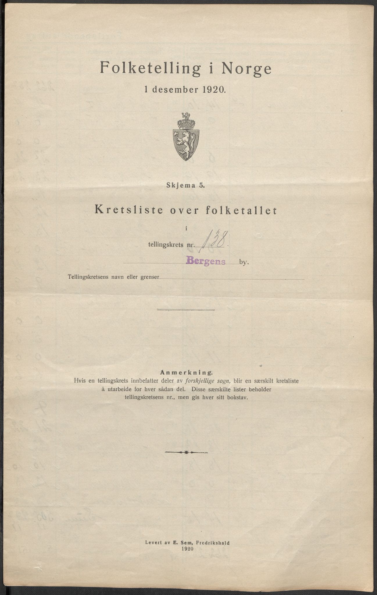 SAB, 1920 census for Bergen, 1920, p. 434