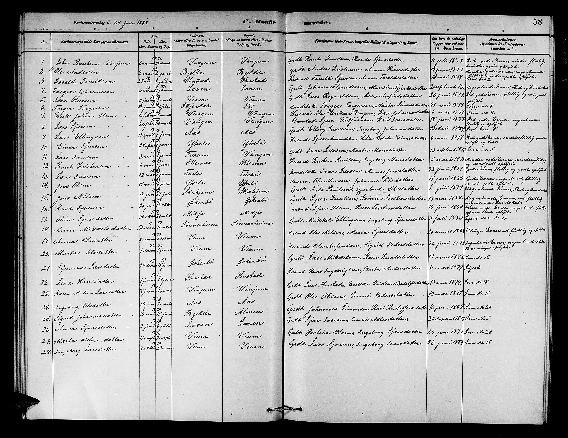 Aurland sokneprestembete, SAB/A-99937/H/Hb/Hba/L0002: Parish register (copy) no. A 2, 1880-1895, p. 58