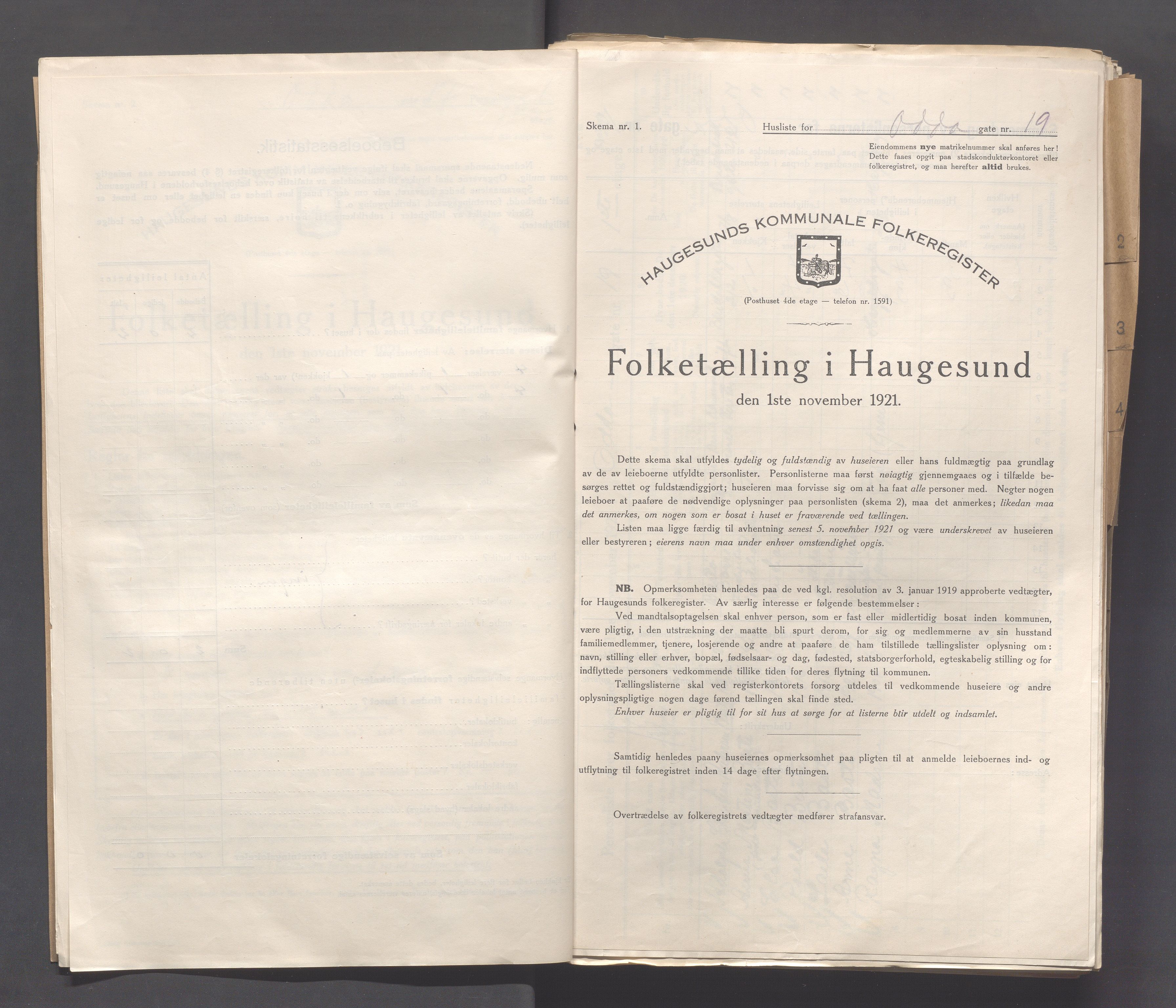 IKAR, Local census 1.11.1921 for Haugesund, 1921, p. 3206