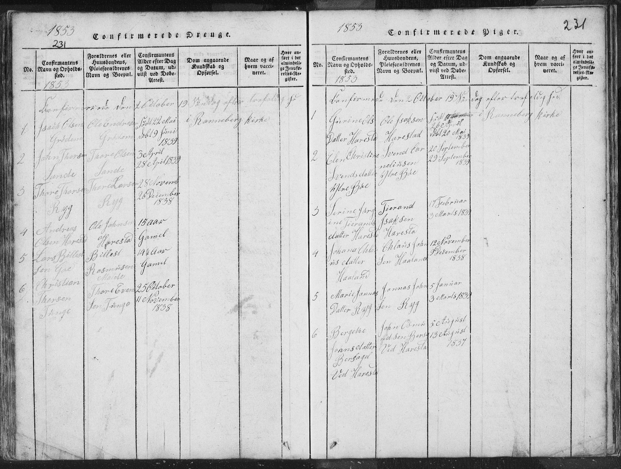 Hetland sokneprestkontor, SAST/A-101826/30/30BA/L0001: Parish register (official) no. A 1, 1816-1856, p. 231