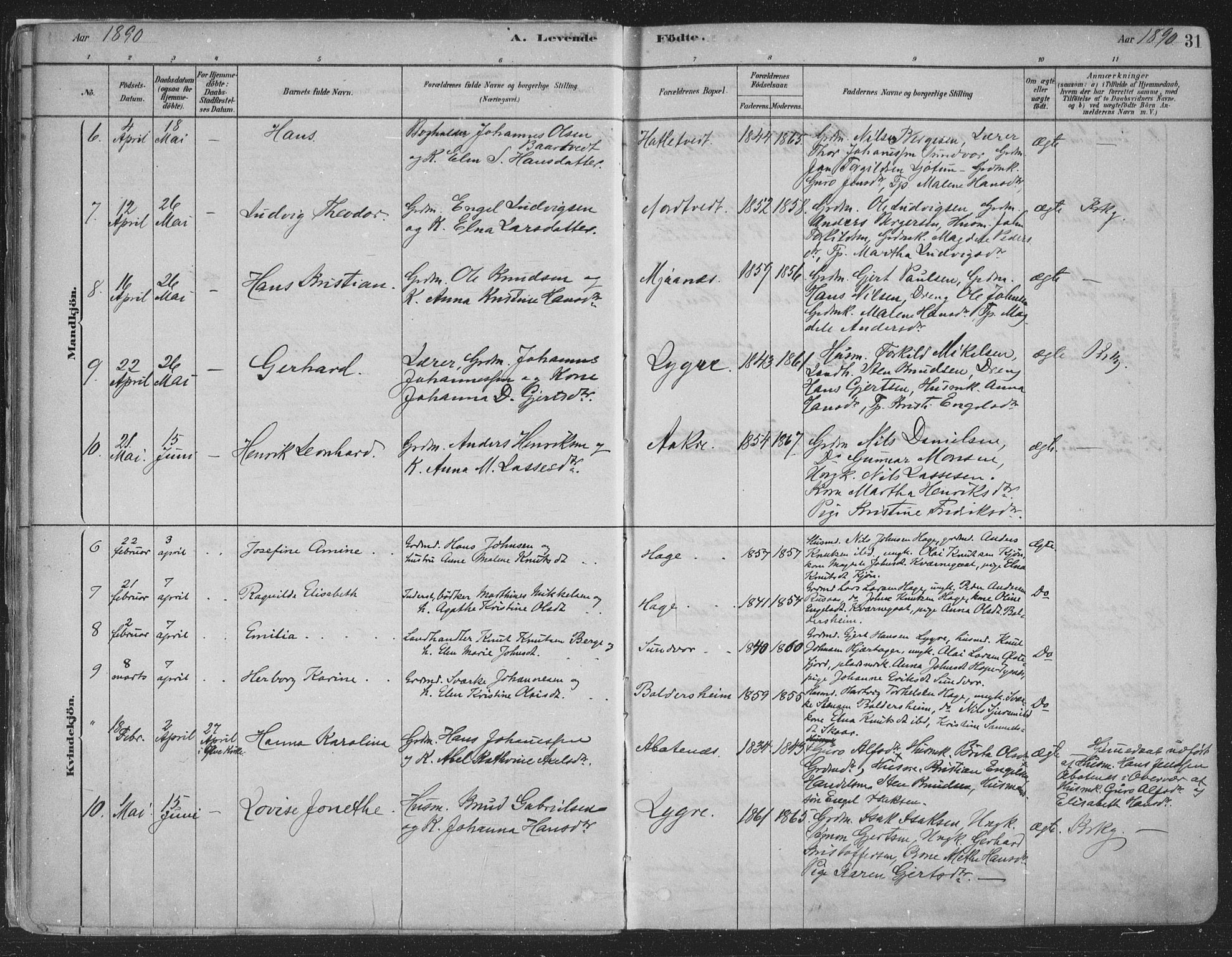 Fusa sokneprestembete, SAB/A-75401/H/Haa: Parish register (official) no. D 1, 1880-1938, p. 31