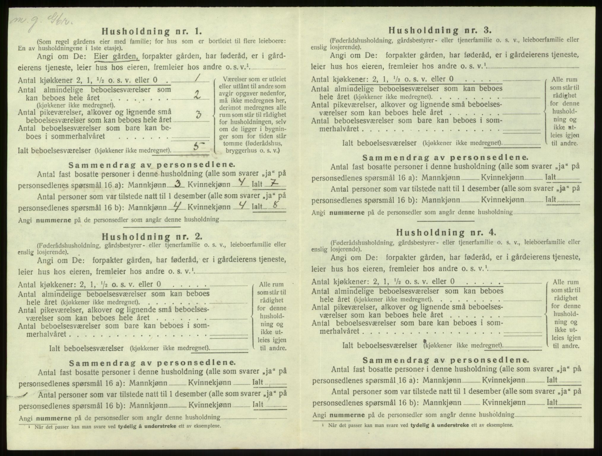 SAB, 1920 census for Gulen, 1920, p. 174