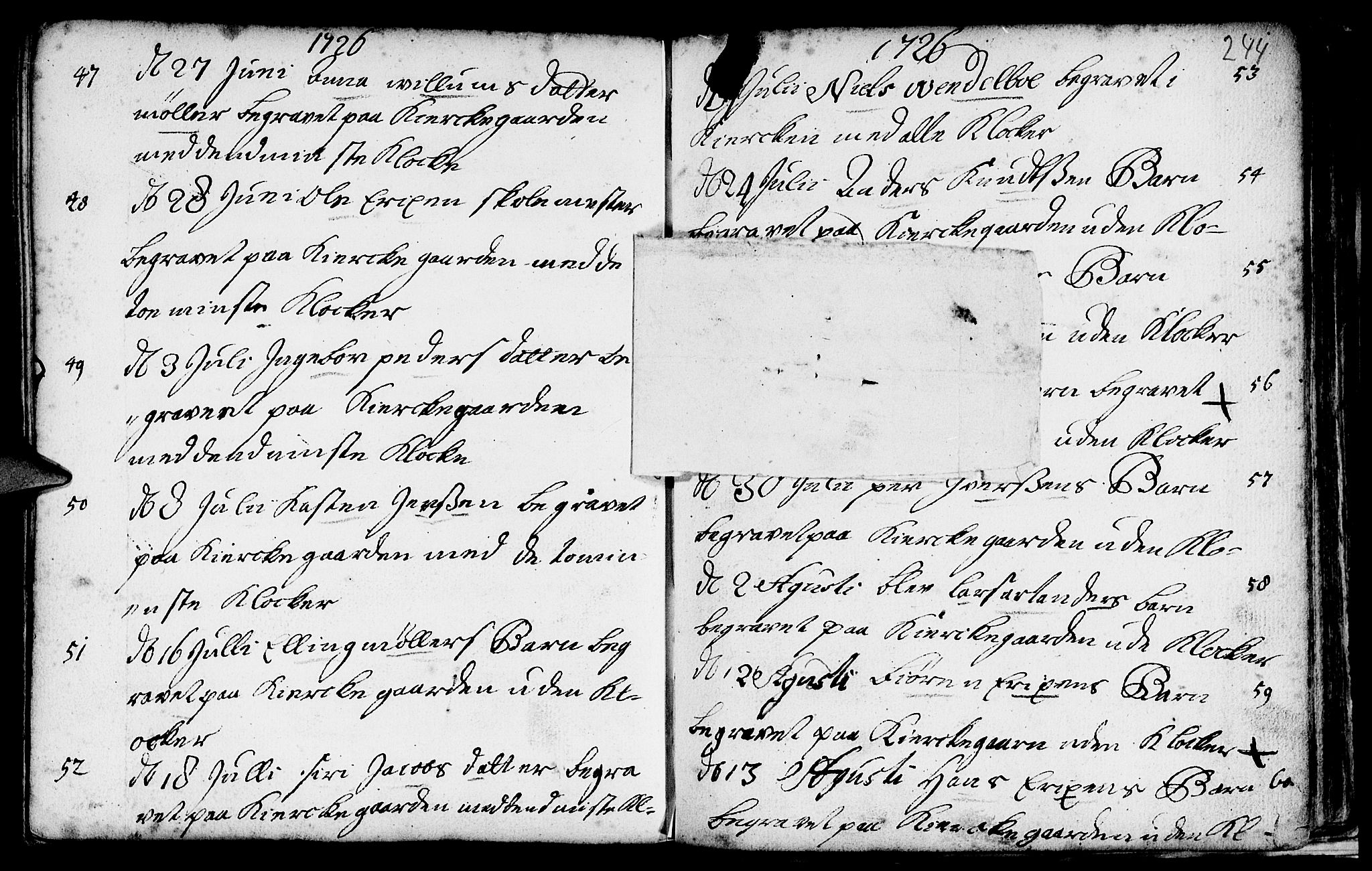 Nykirken Sokneprestembete, SAB/A-77101/H/Haa/L0009: Parish register (official) no. A 9, 1689-1759, p. 244