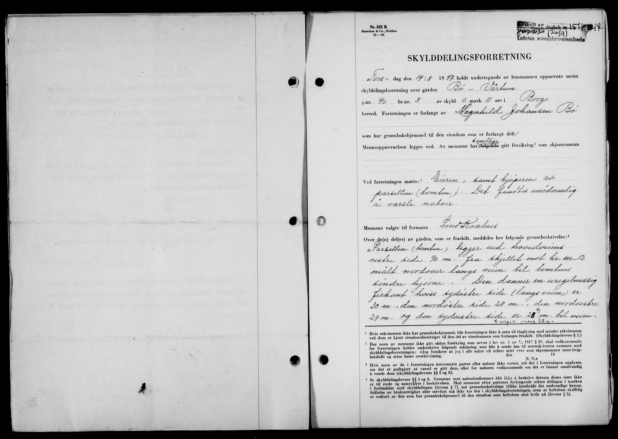 Lofoten sorenskriveri, SAT/A-0017/1/2/2C/L0016a: Mortgage book no. 16a, 1947-1947, Diary no: : 1571/1947
