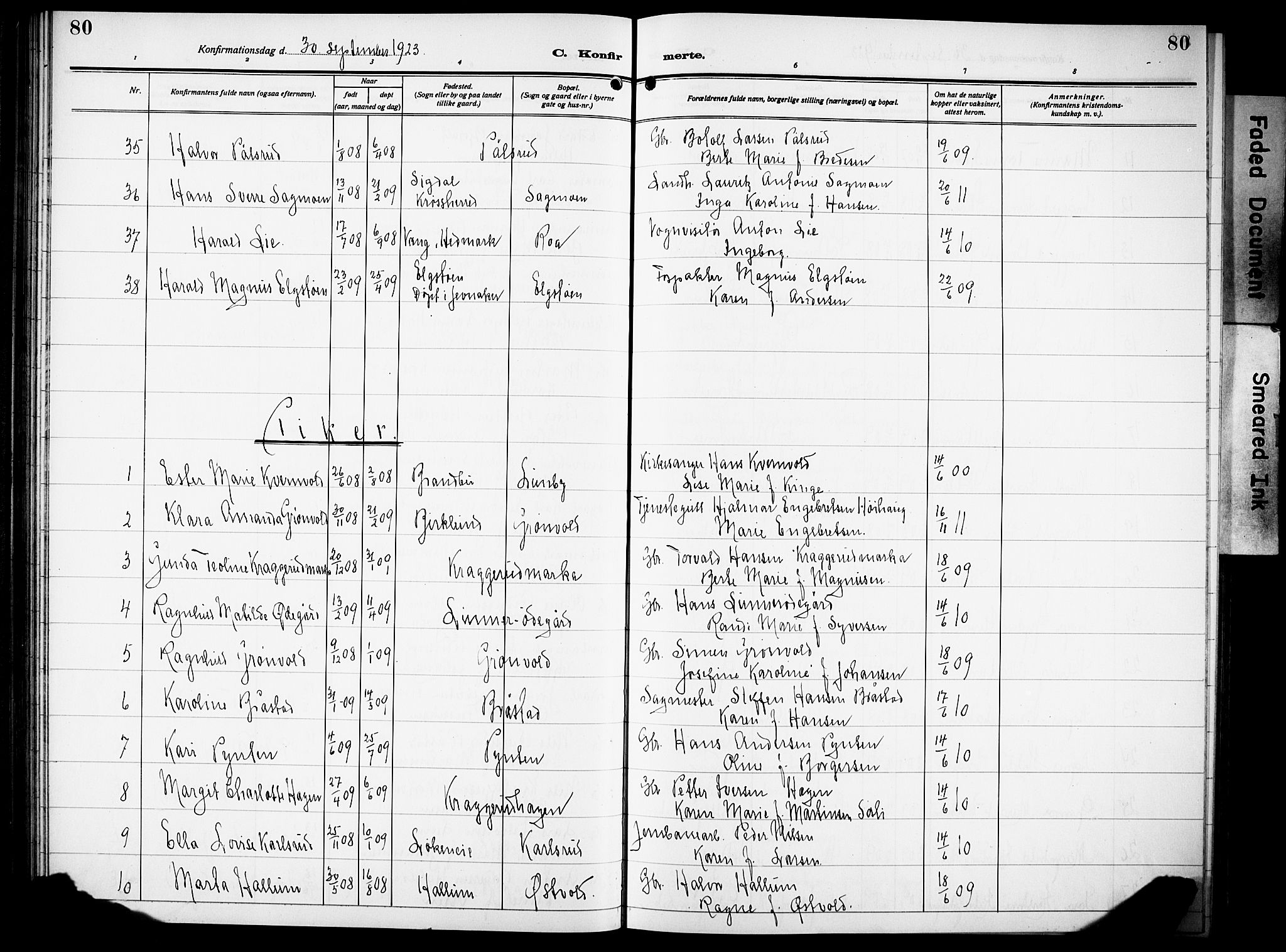 Lunner prestekontor, AV/SAH-PREST-118/H/Ha/Hab/L0002: Parish register (copy) no. 2, 1923-1933, p. 80