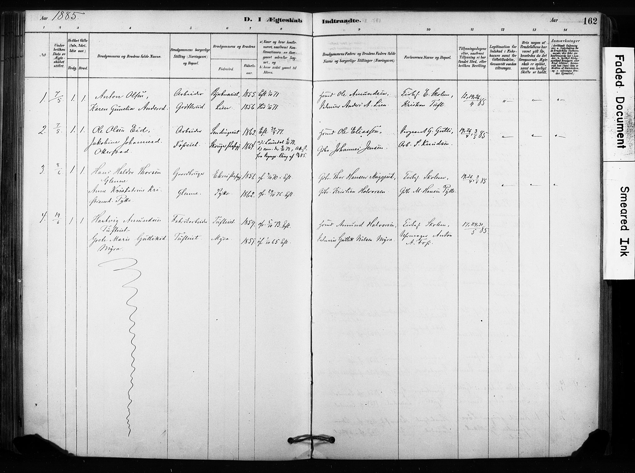 Sandsvær kirkebøker, SAKO/A-244/F/Fc/L0001: Parish register (official) no. III 1, 1878-1923, p. 162