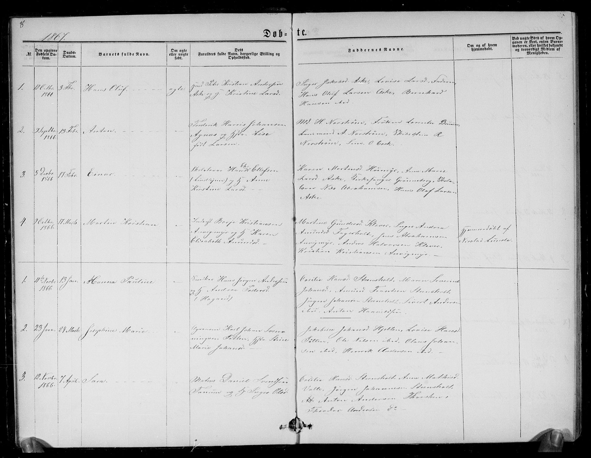 Brunlanes kirkebøker, AV/SAKO-A-342/G/Ga/L0002: Parish register (copy) no. I 2, 1866-1876, p. 8