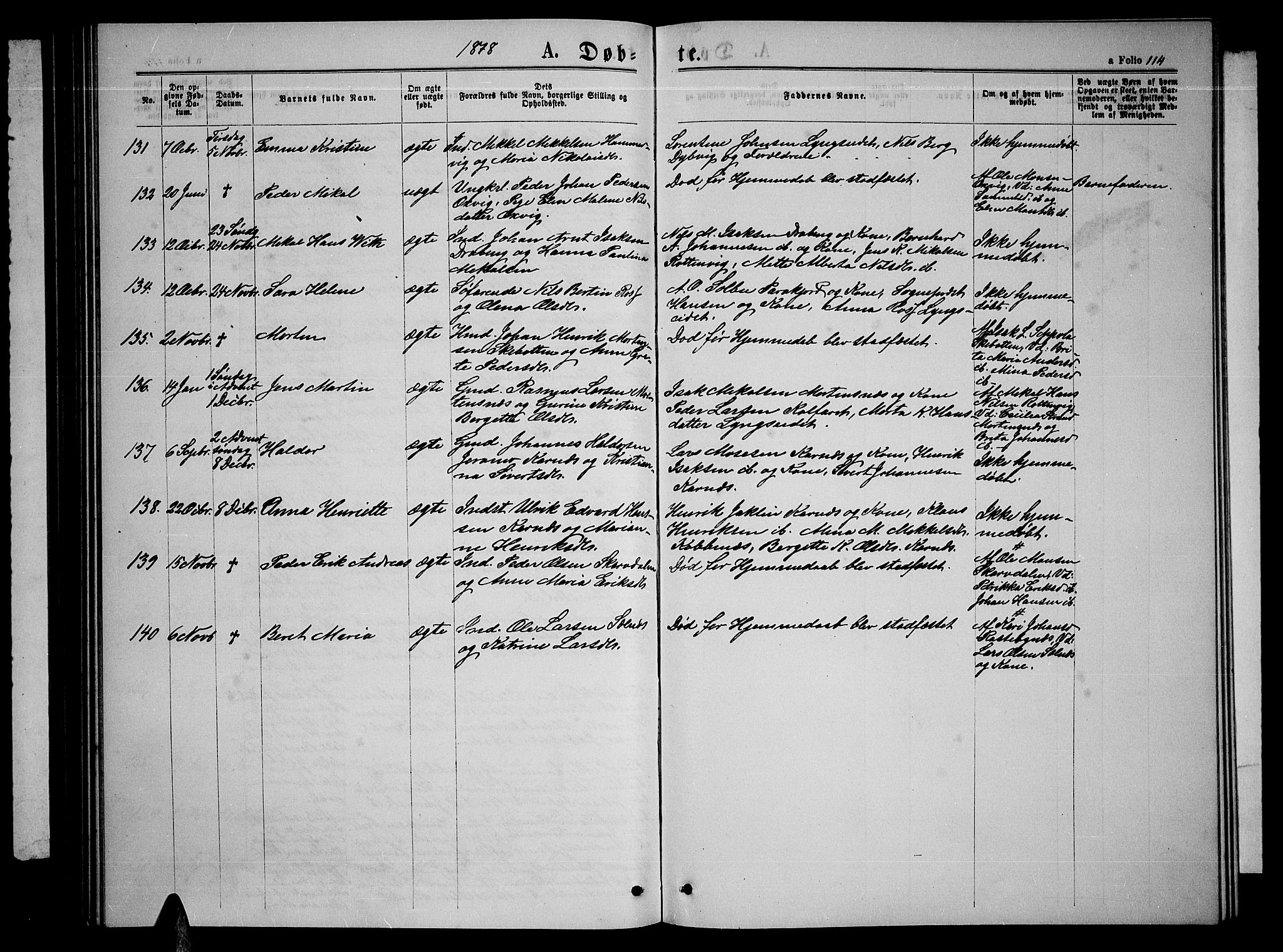 Lyngen sokneprestembete, AV/SATØ-S-1289/H/He/Heb/L0004klokker: Parish register (copy) no. 4, 1868-1878, p. 114