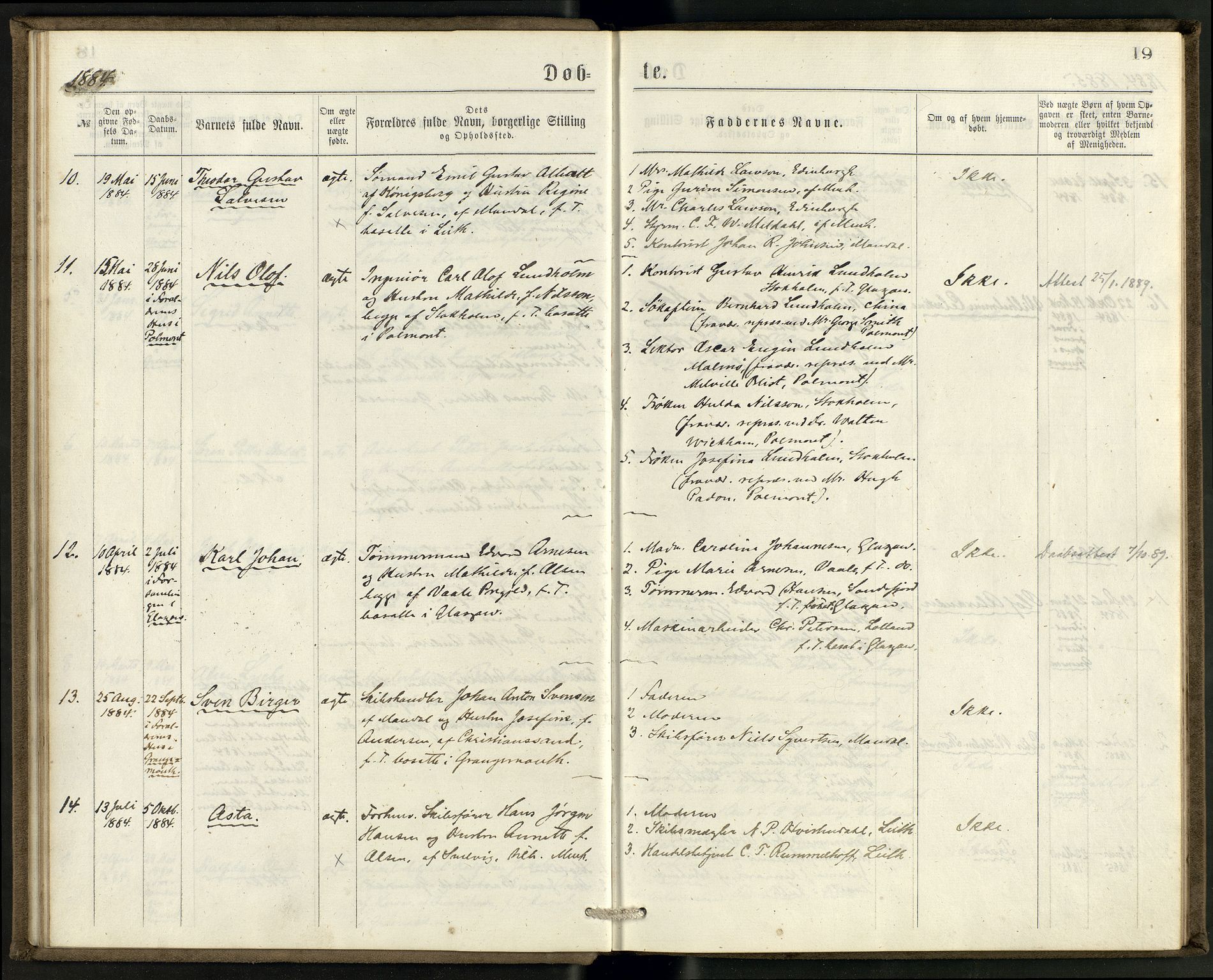 Den norske sjømannsmisjon i utlandet/Skotske havner (Leith, Glasgow), AV/SAB-SAB/PA-0100/H/Ha/Haa/L0002: Parish register (official) no. A 2, 1877-1887, p. 18b-19a