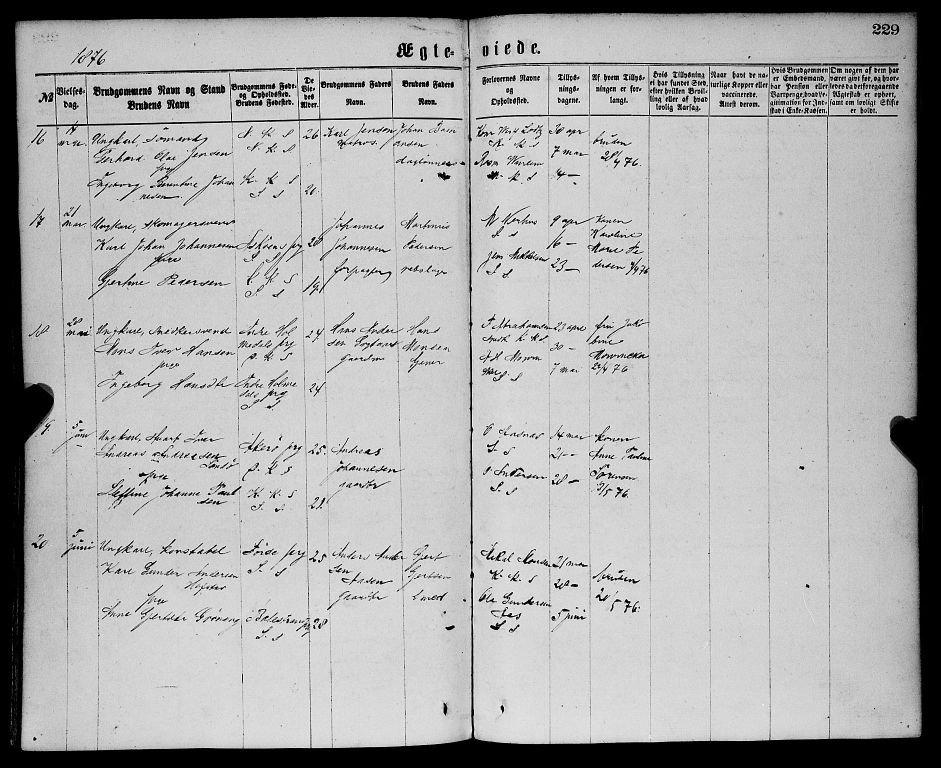 Sandviken Sokneprestembete, AV/SAB-A-77601/H/Ha/L0001: Parish register (official) no. A 1, 1867-1877, p. 229