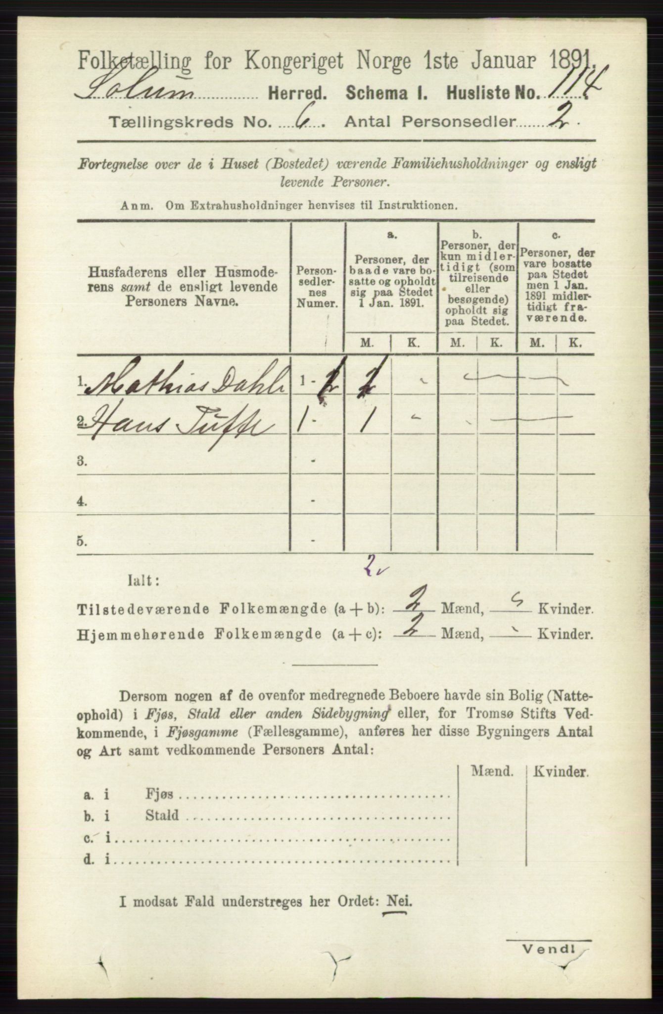 RA, 1891 census for 0818 Solum, 1891, p. 1179