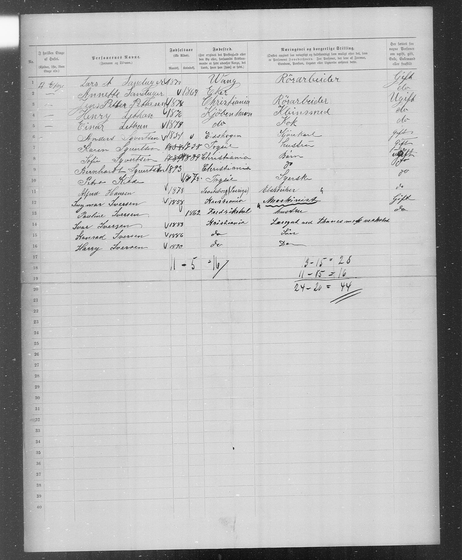 OBA, Municipal Census 1899 for Kristiania, 1899, p. 2384