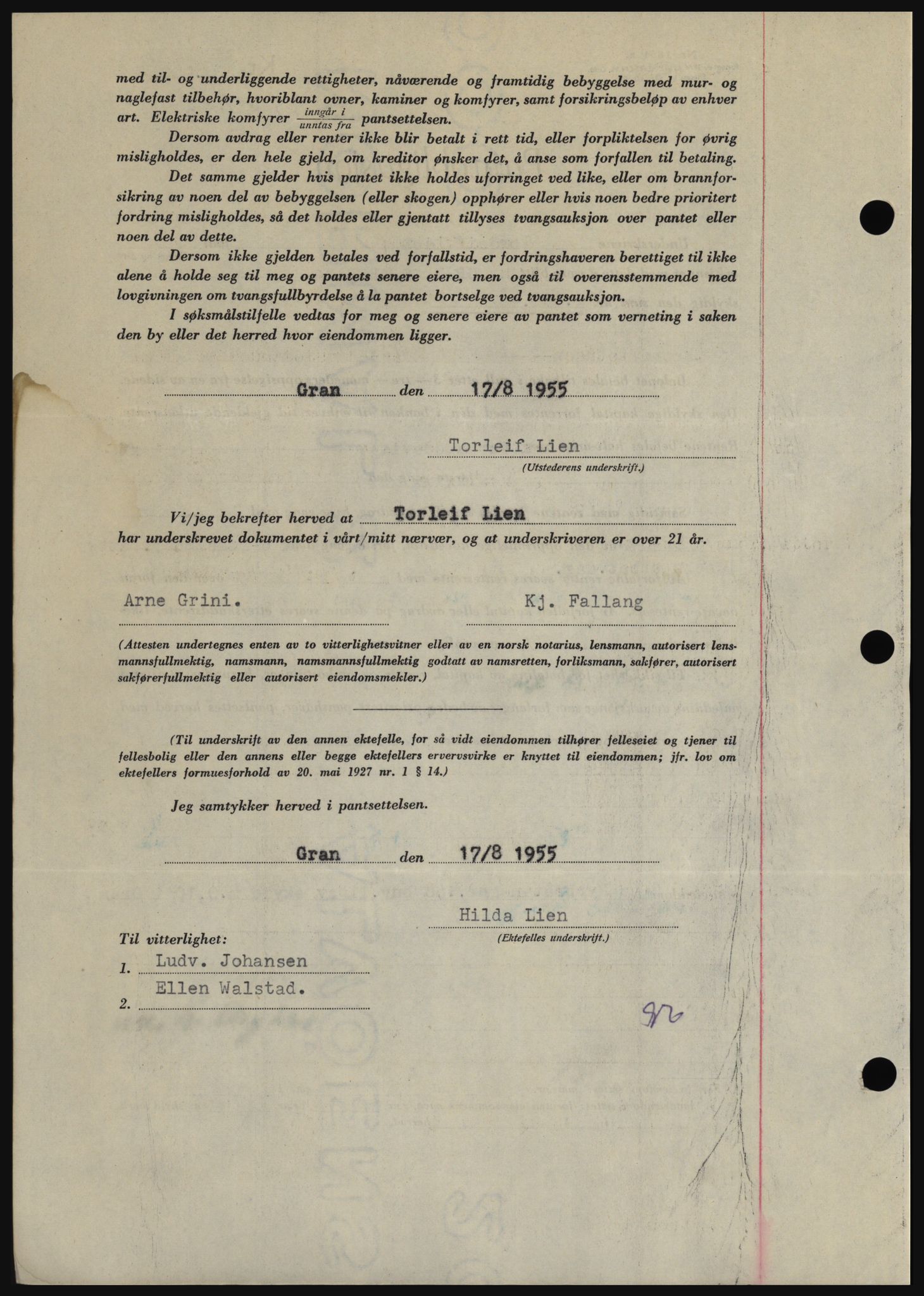 Hadeland og Land tingrett, SAH/TING-010/H/Hb/Hbc/L0032: Mortgage book no. B32, 1955-1955, Diary no: : 2567/1955