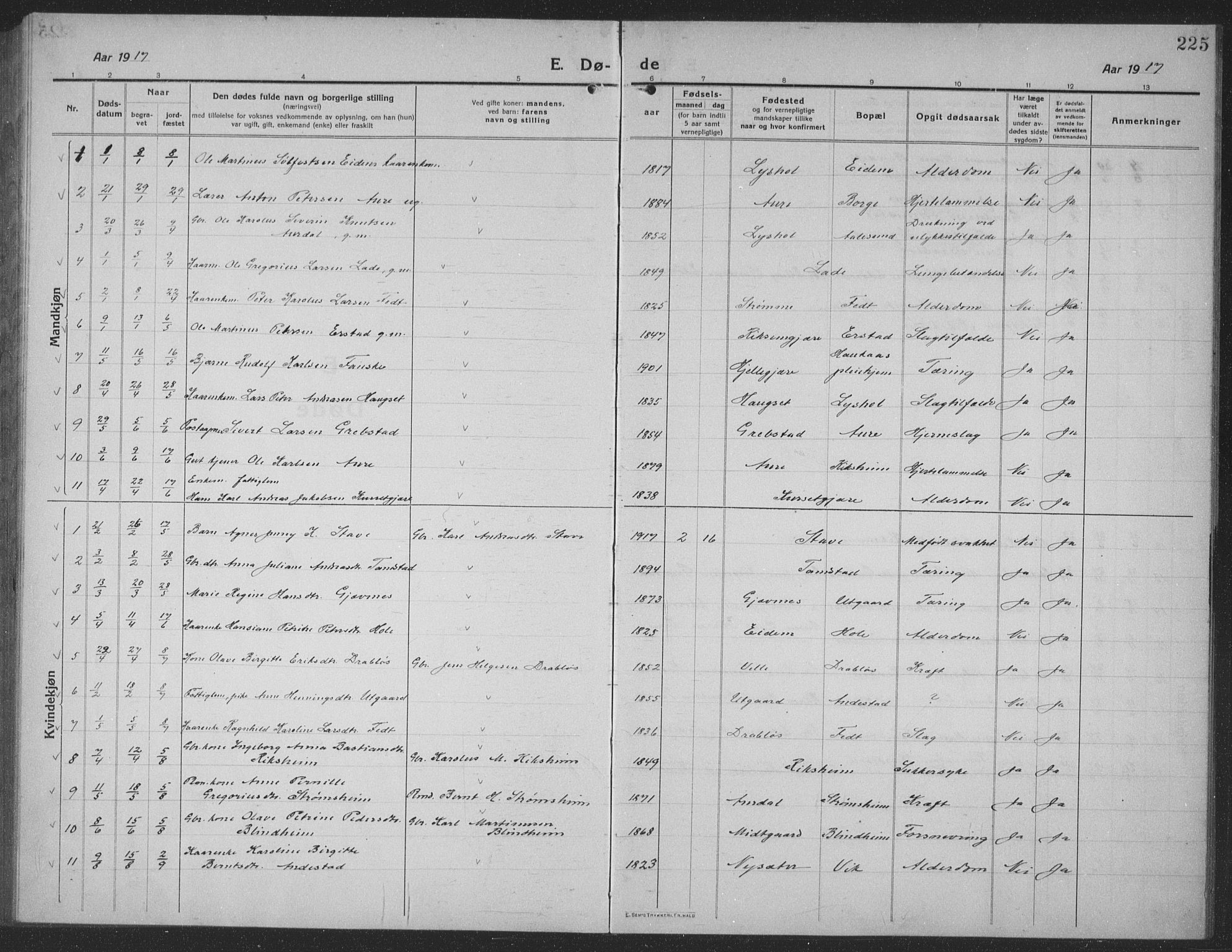 Ministerialprotokoller, klokkerbøker og fødselsregistre - Møre og Romsdal, AV/SAT-A-1454/523/L0342: Parish register (copy) no. 523C05, 1916-1937, p. 225