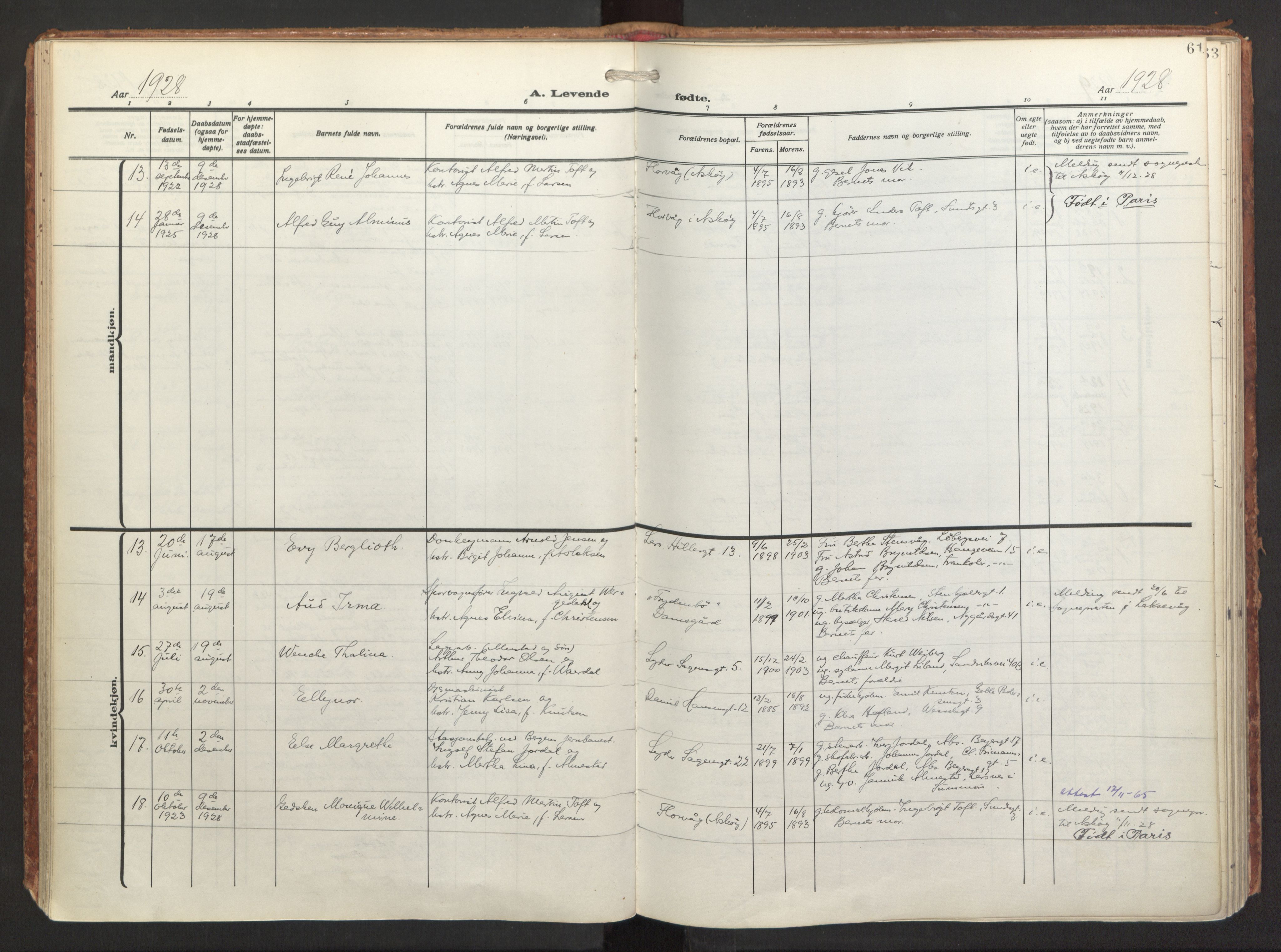 St. Jacob sokneprestembete, SAB/A-78001/H/Haa/L0001: Parish register (official) no. A 1, 1917-1952, p. 61