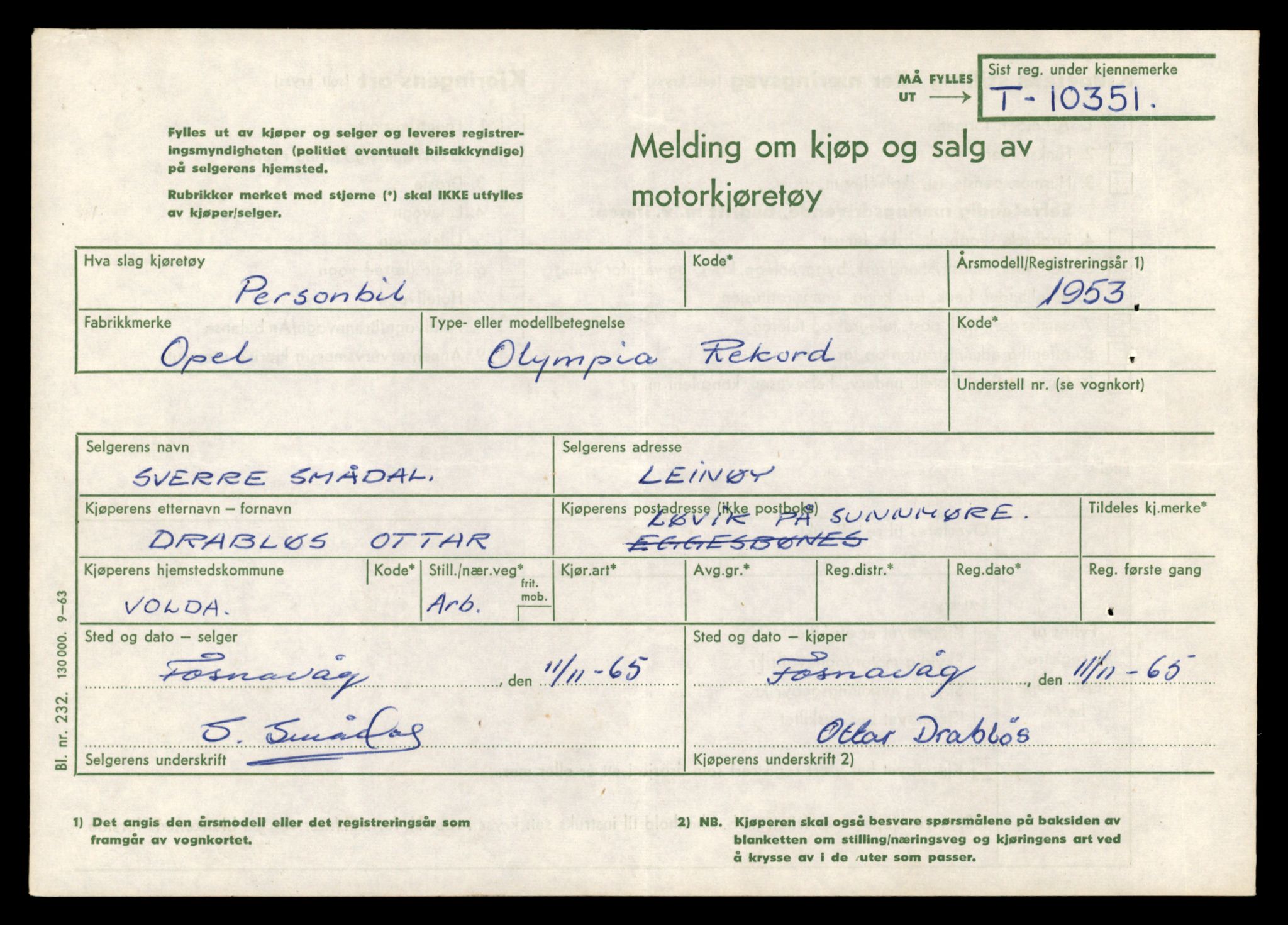 Møre og Romsdal vegkontor - Ålesund trafikkstasjon, SAT/A-4099/F/Fe/L0020: Registreringskort for kjøretøy T 10351 - T 10470, 1927-1998, p. 9