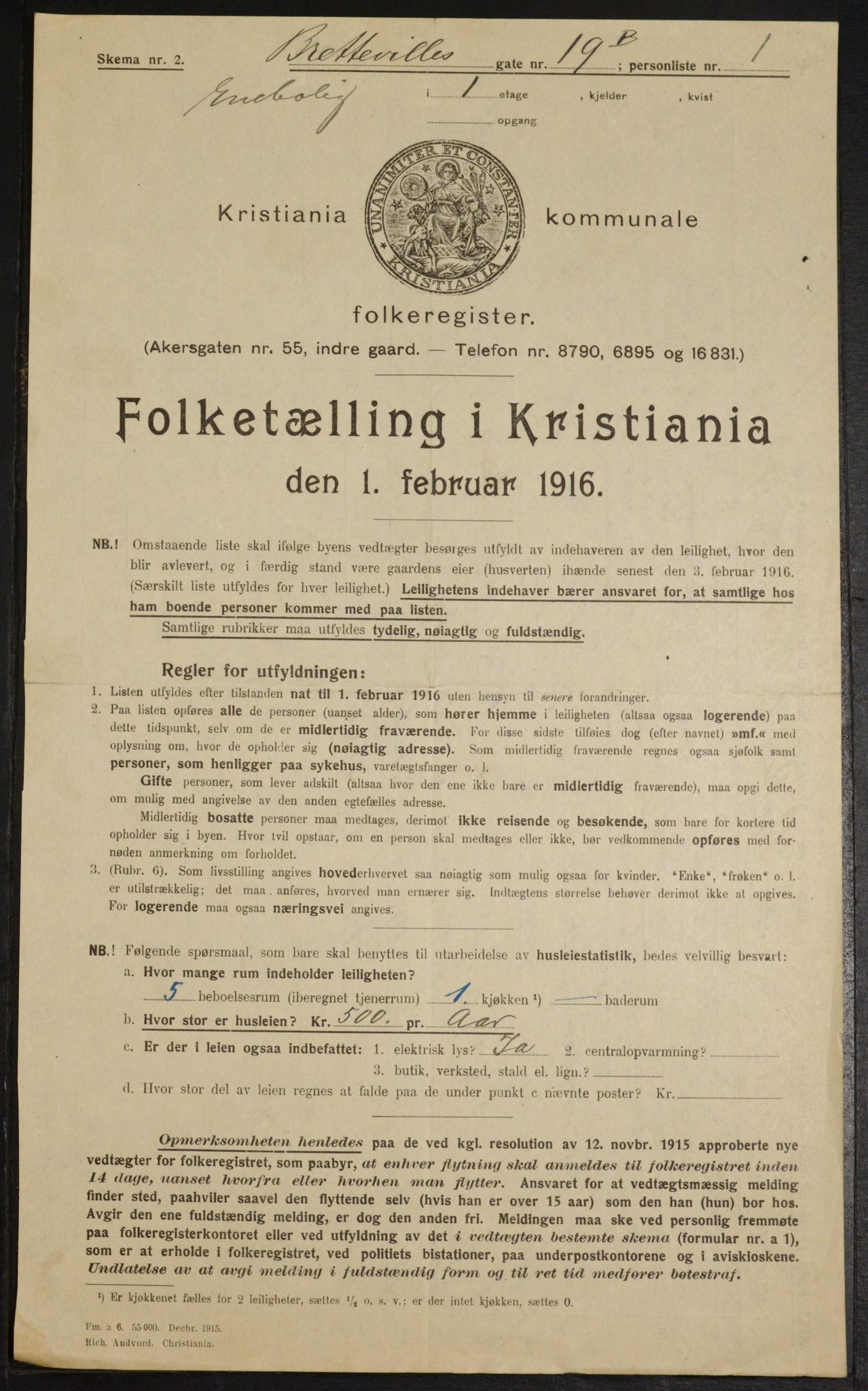 OBA, Municipal Census 1916 for Kristiania, 1916, p. 8873