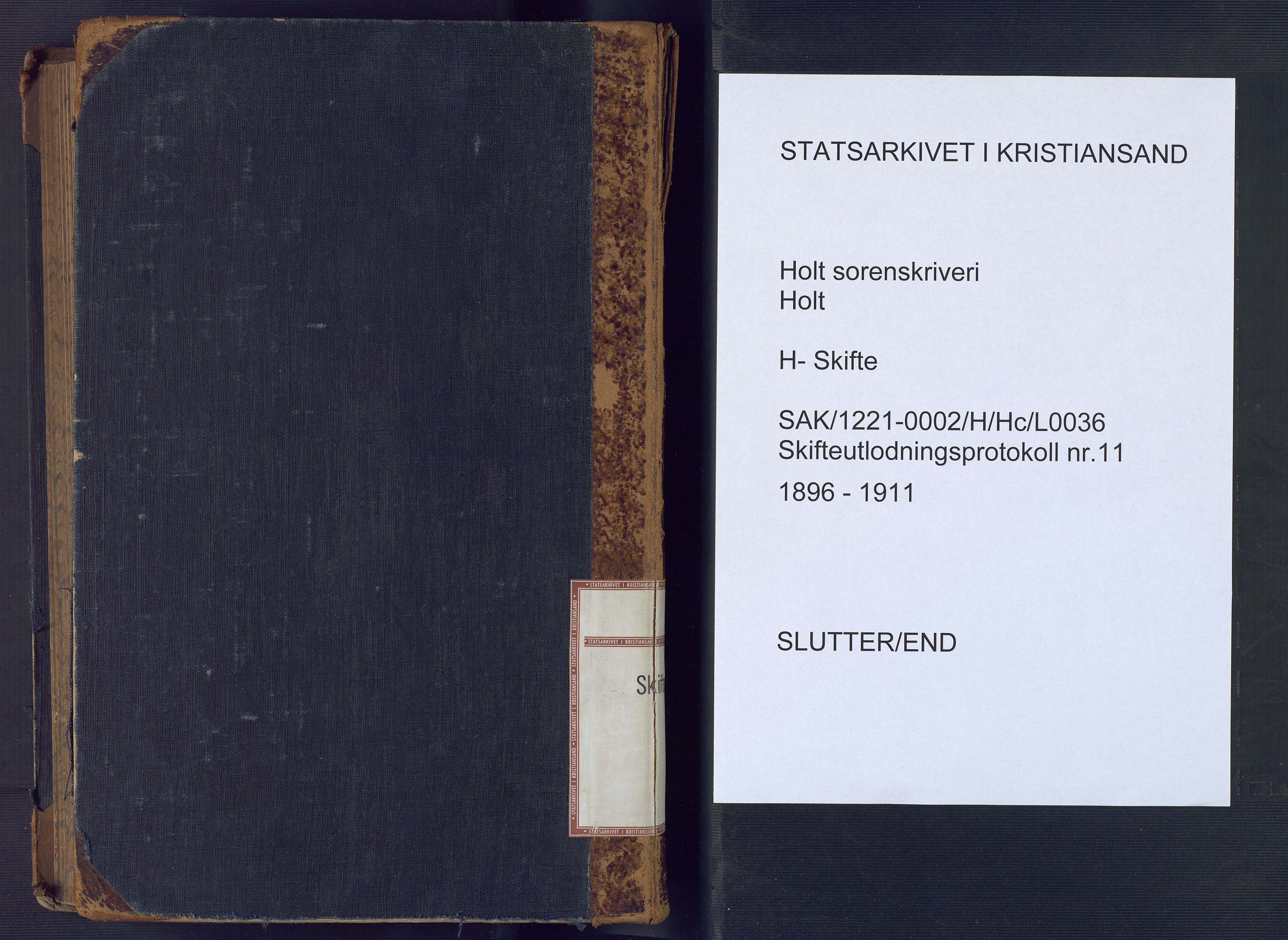 Holt sorenskriveri, SAK/1221-0002/H/Hc/L0036: Skifteutlodningsprotokoll nr. 11, 1896-1911