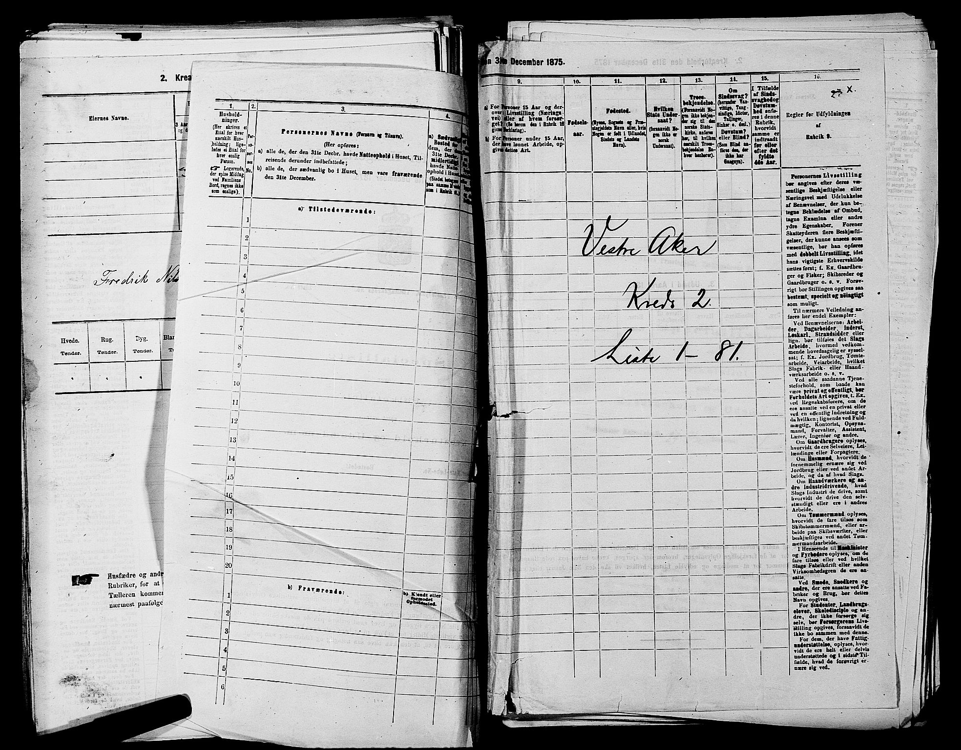 RA, 1875 census for 0218aP Vestre Aker, 1875, p. 502