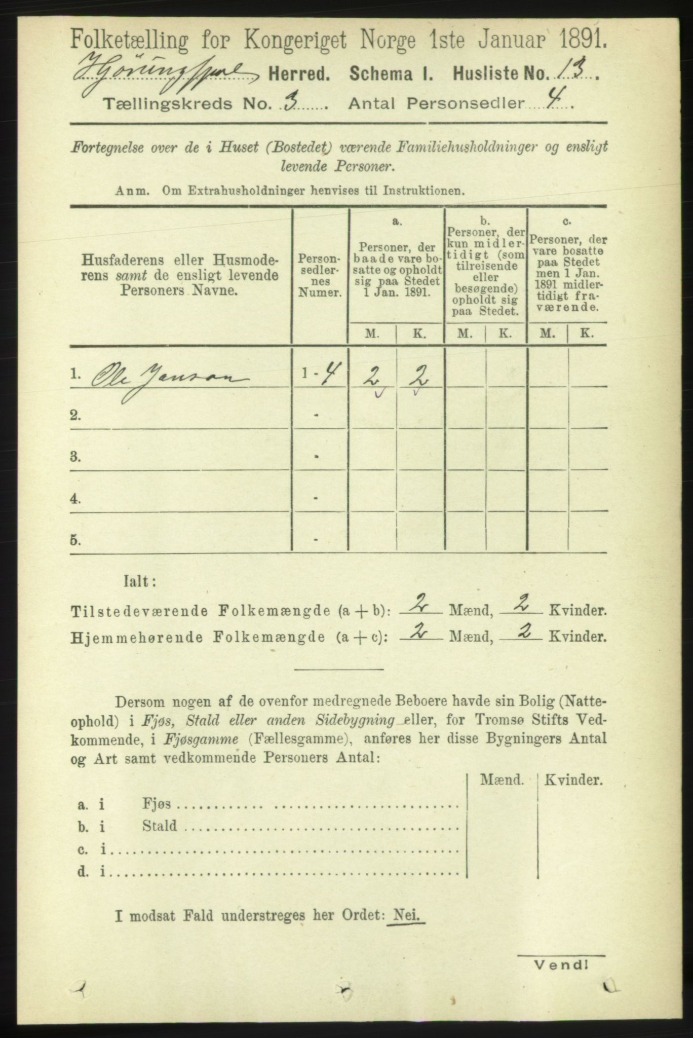 RA, 1891 census for 1522 Hjørundfjord, 1891, p. 448