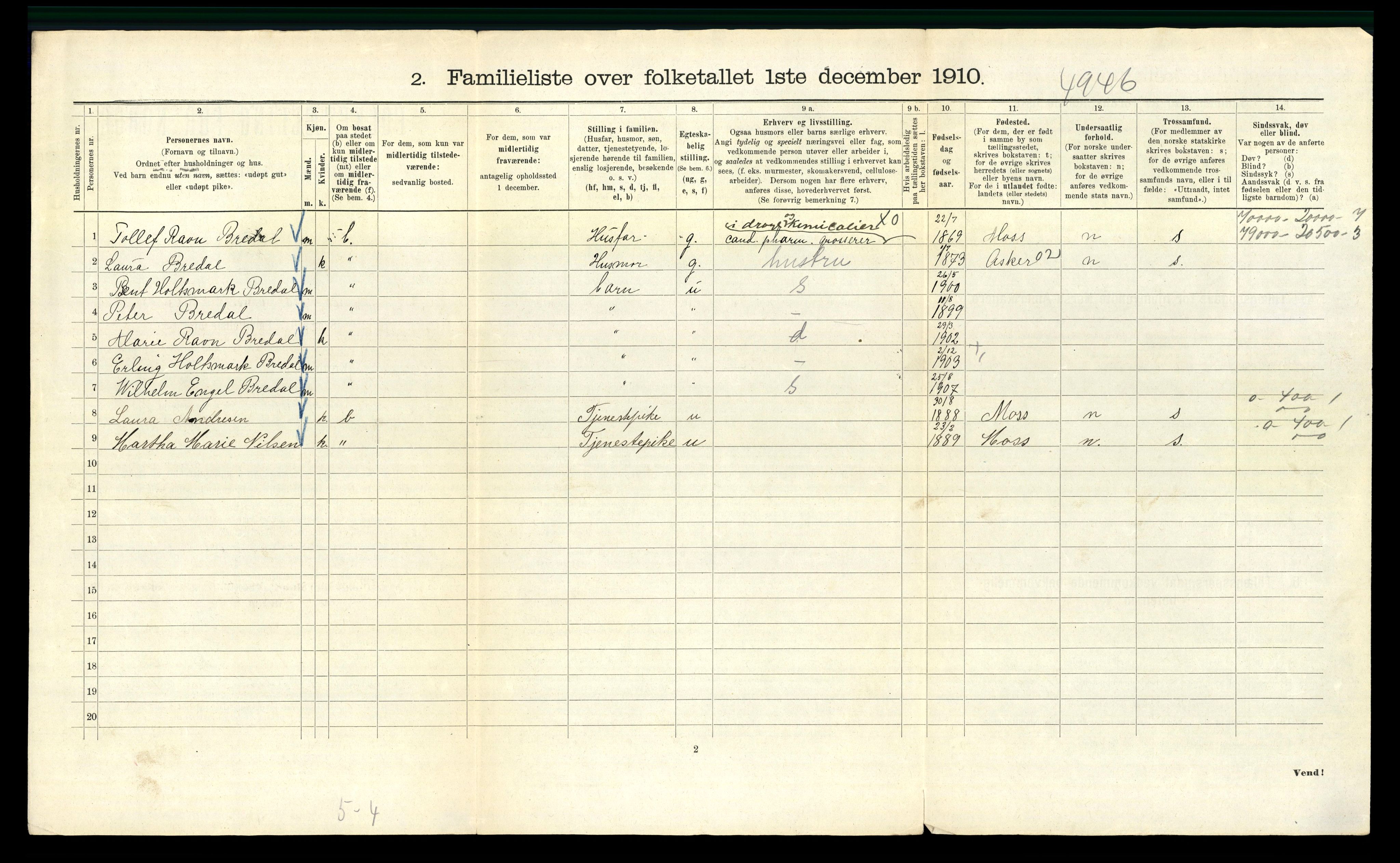 RA, 1910 census for Kristiania, 1910, p. 48708