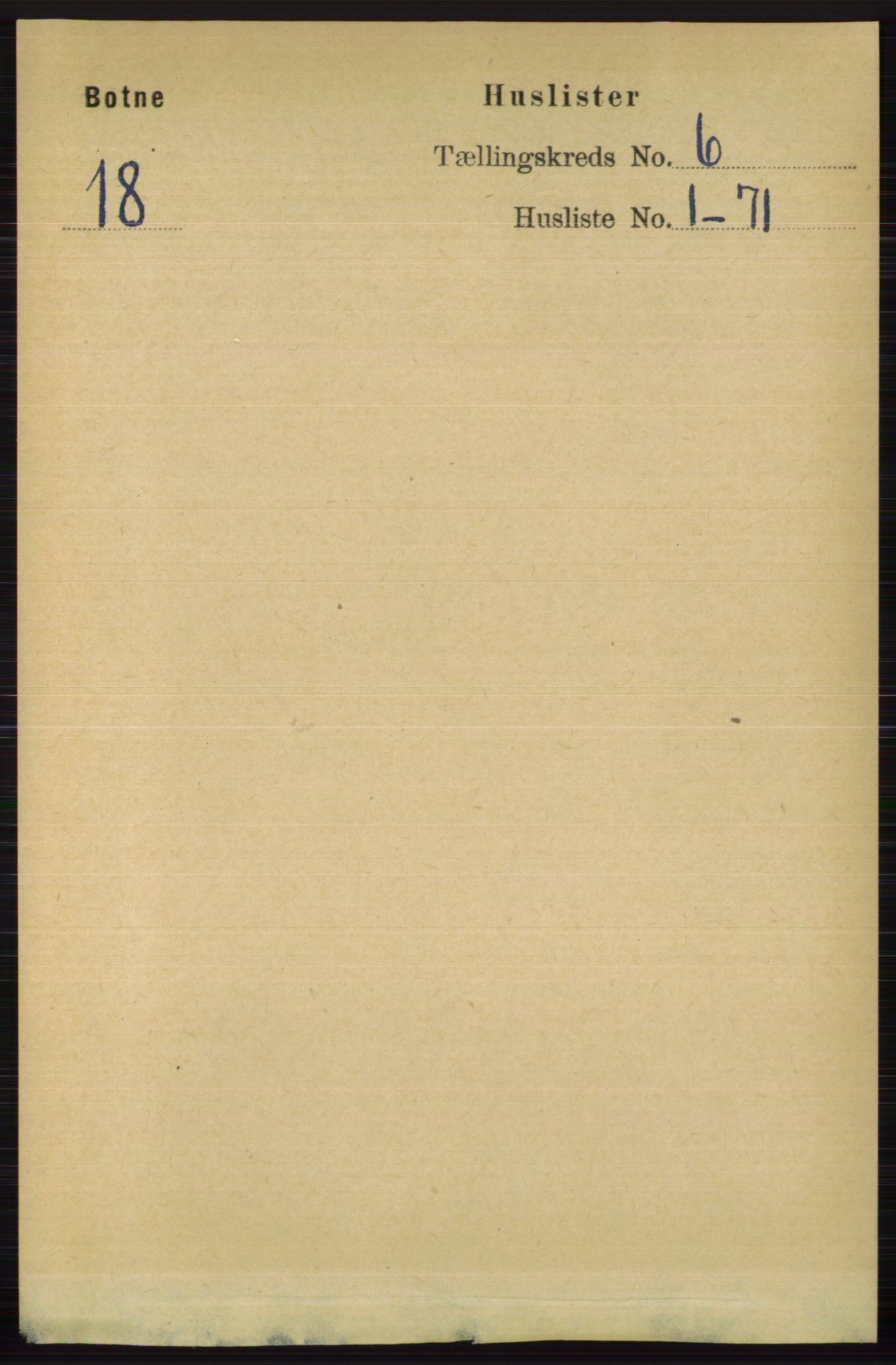 RA, 1891 census for 0715 Botne, 1891, p. 2216