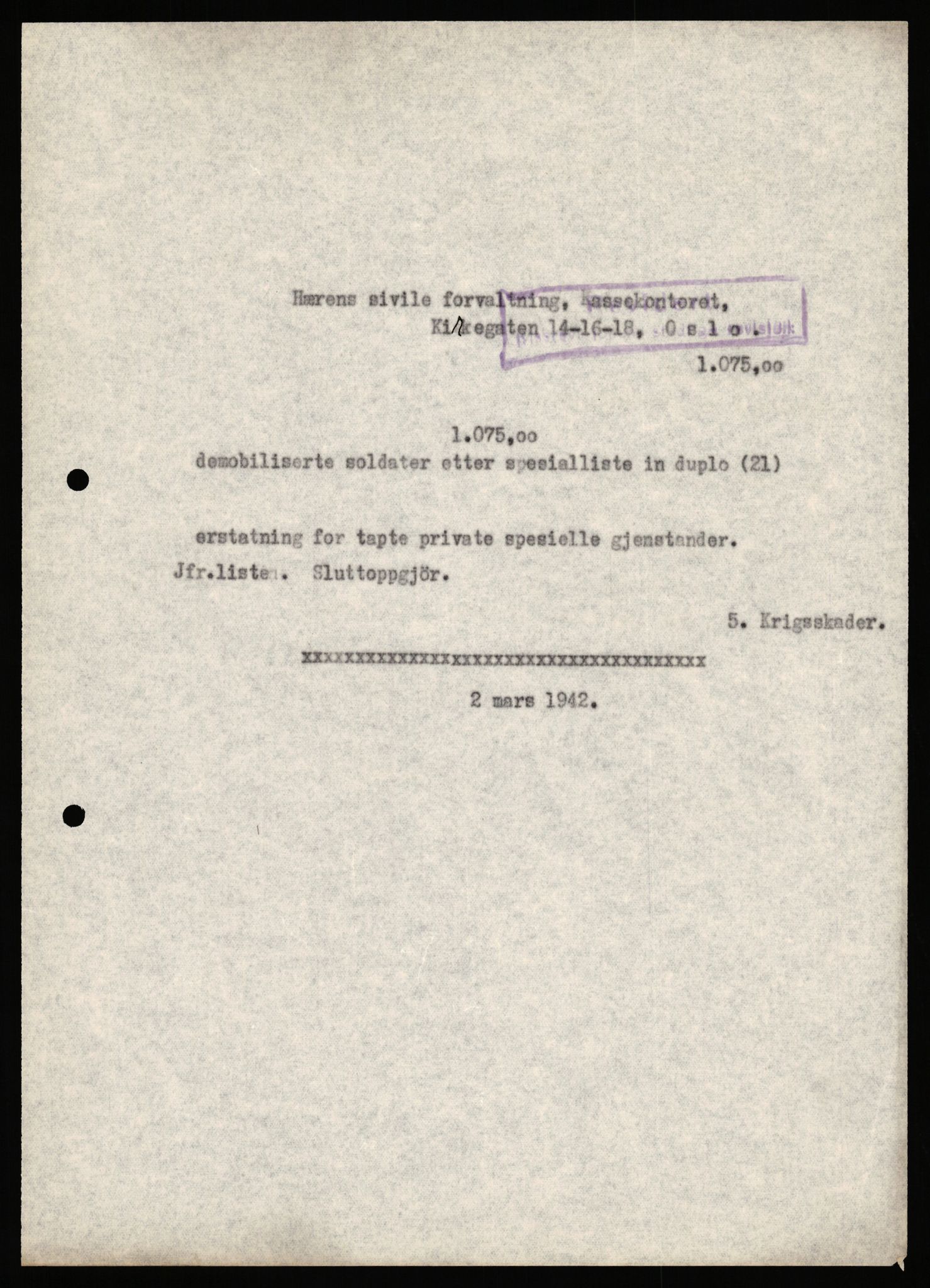 Justisdepartementet, Oppgjørsavdelingen, AV/RA-S-1056/G/Gb/L0095: Spesiallister m.v., 1940-1943, p. 10