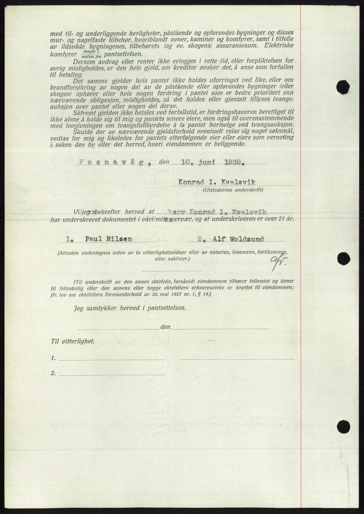 Søre Sunnmøre sorenskriveri, AV/SAT-A-4122/1/2/2C/L0068: Mortgage book no. 62, 1939-1939, Diary no: : 963/1939