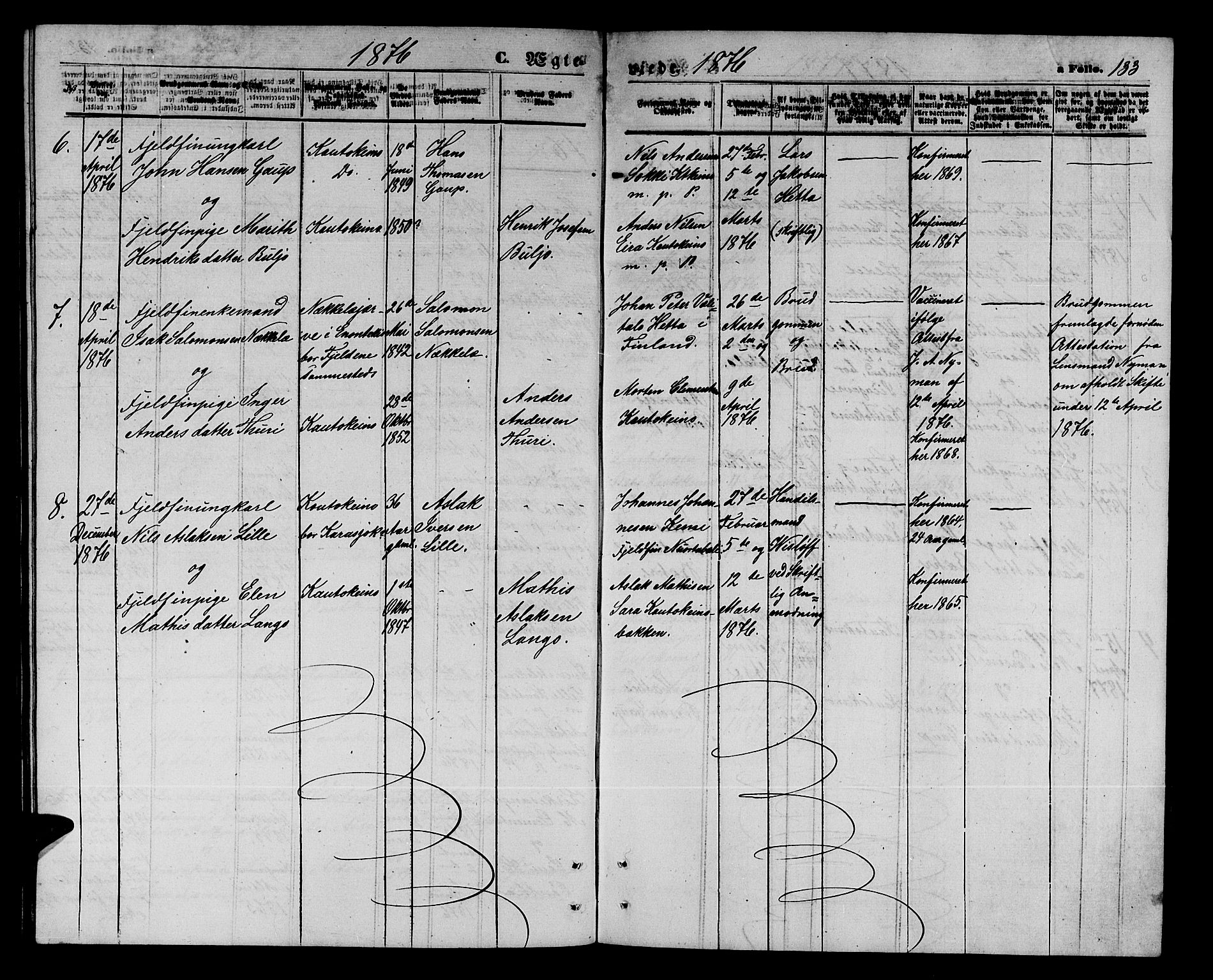 Kautokeino sokneprestembete, SATØ/S-1340/H/Hb/L0001.klokk: Parish register (copy) no. 1, 1862-1878, p. 133