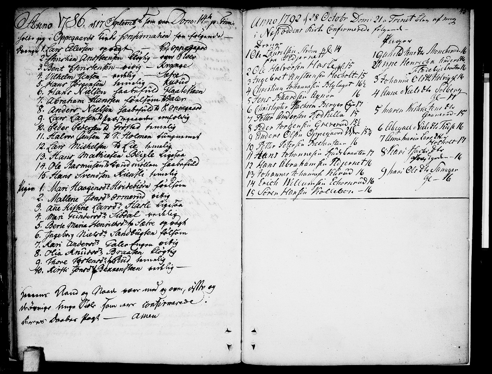 Nesodden prestekontor Kirkebøker, SAO/A-10013/F/Fa/L0004: Parish register (official) no. I 4, 1780-1792, p. 45