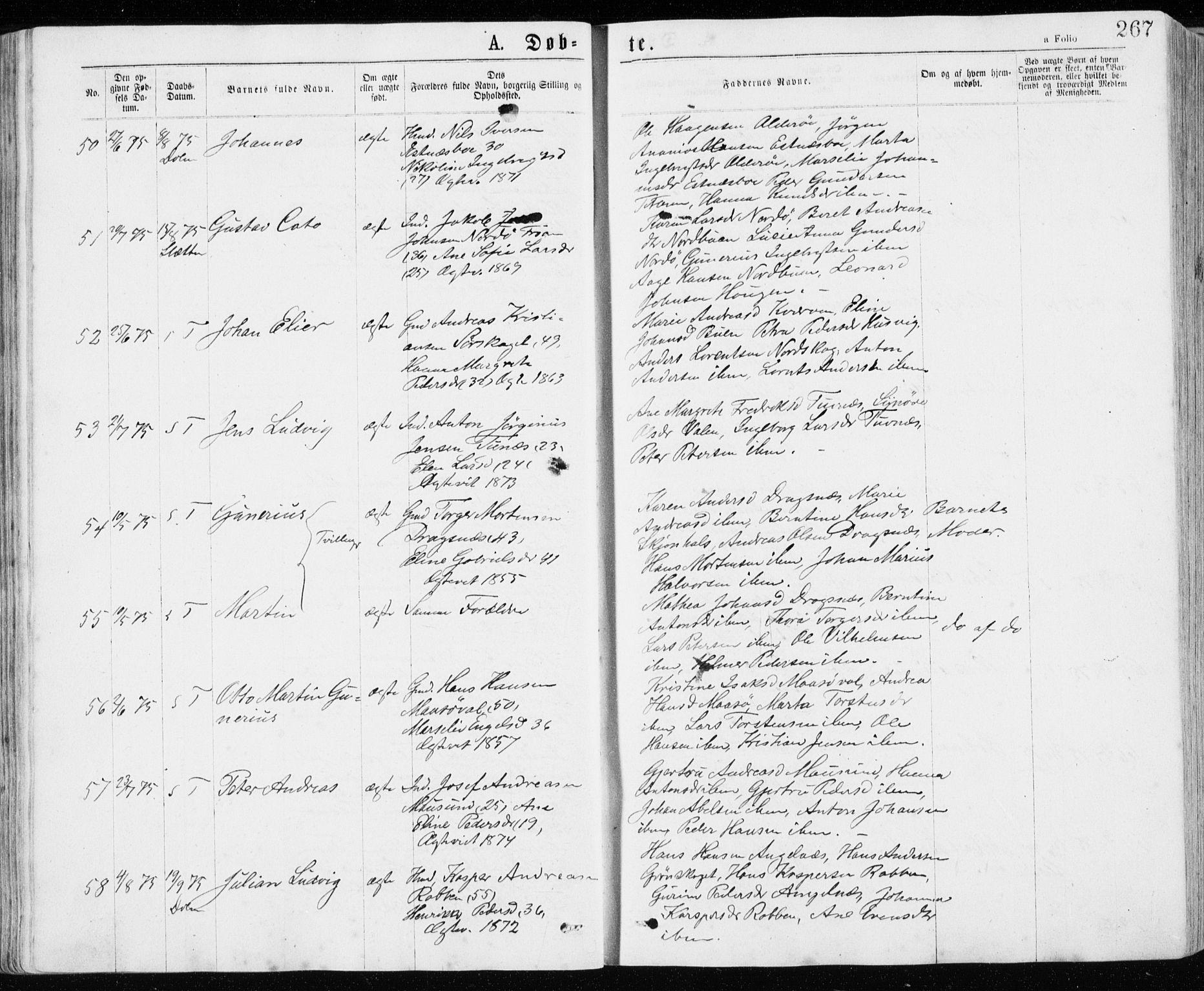 Ministerialprotokoller, klokkerbøker og fødselsregistre - Sør-Trøndelag, SAT/A-1456/640/L0576: Parish register (official) no. 640A01, 1846-1876, p. 267