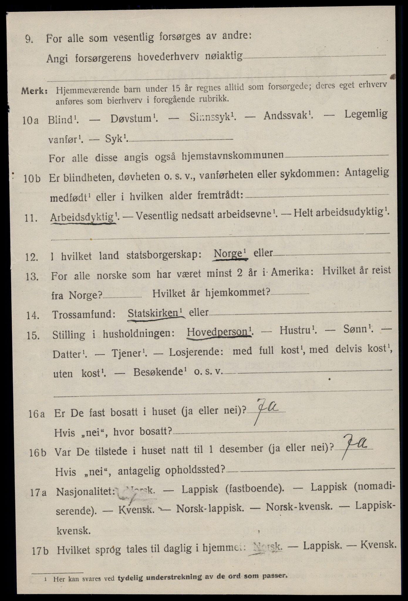 SAT, 1920 census for Ørland, 1920, p. 6602